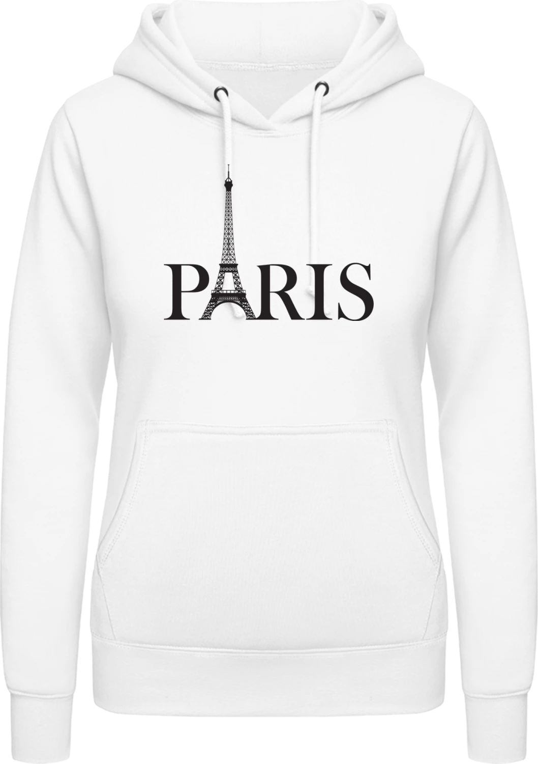 Paris Logo - Arctic white AWDis ladies hoodie - Front