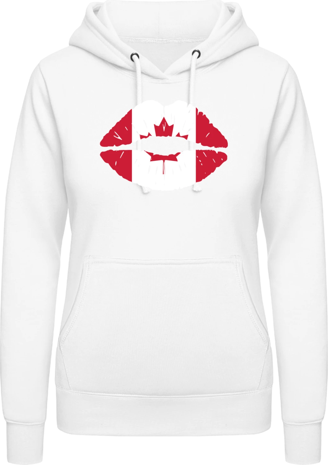 Canadian Kiss Flag - Arctic white AWDis ladies hoodie - Front