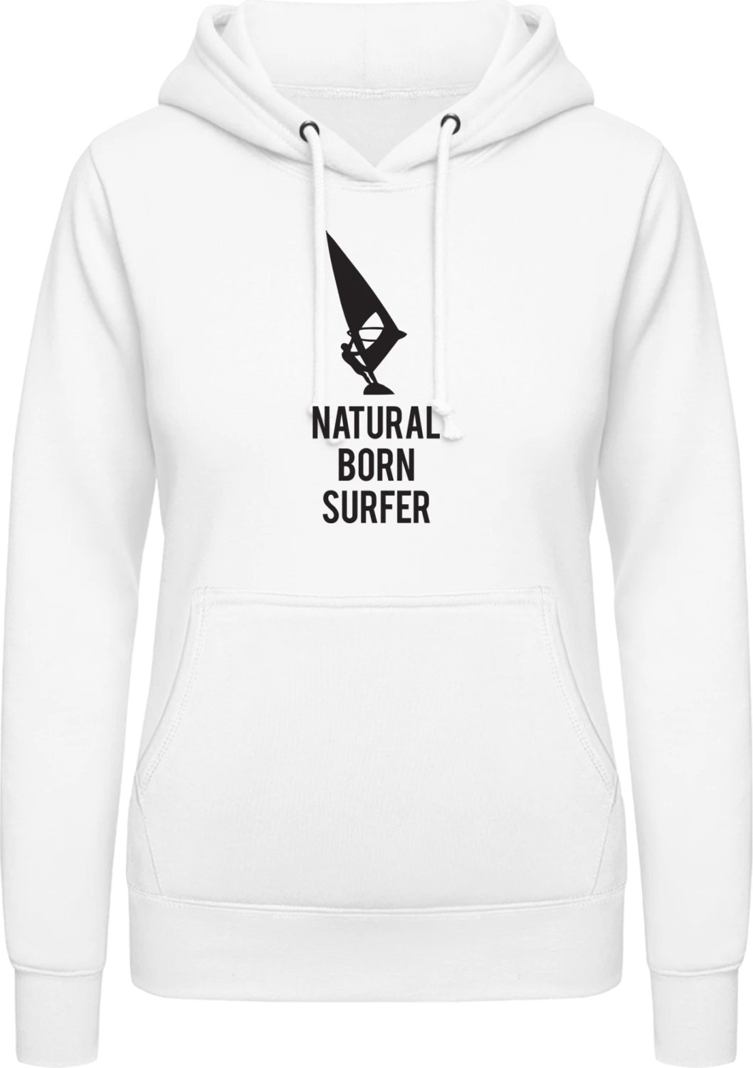 Natural Born Surfer - Arctic white AWDis ladies hoodie - Front