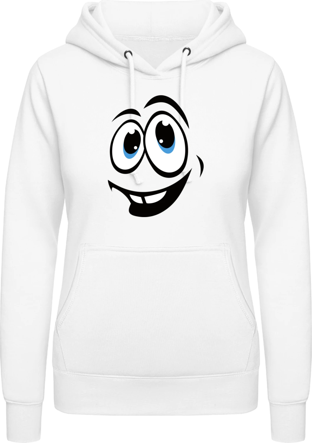 Happy Face - Arctic white AWDis ladies hoodie - Front