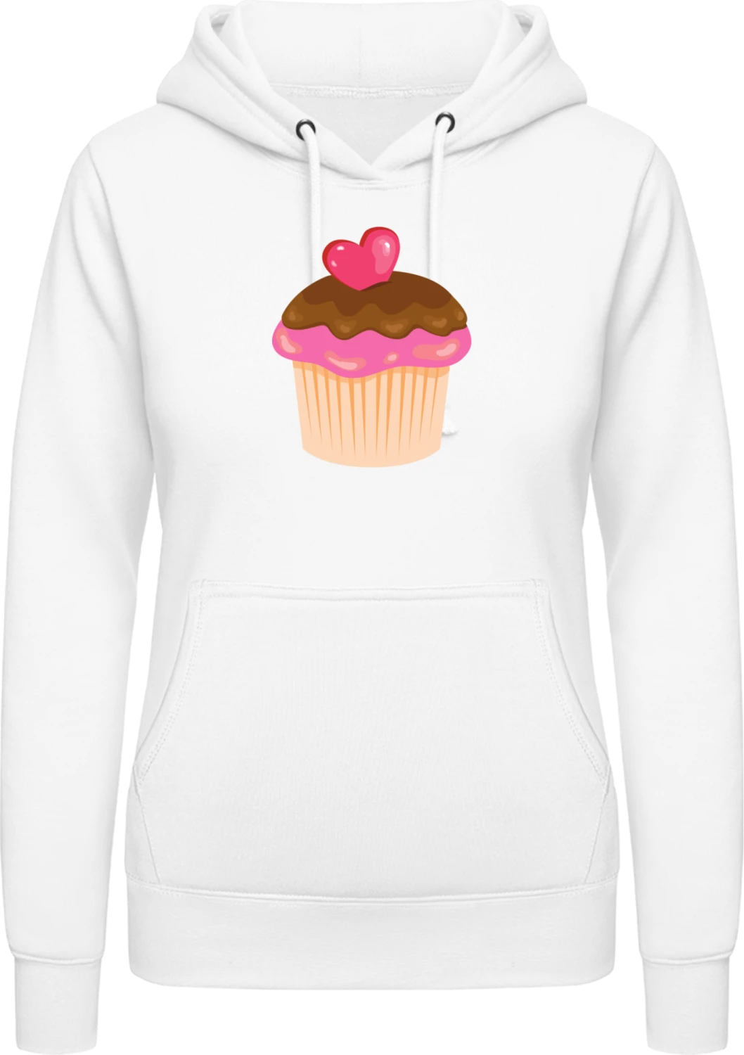 Cupcake Illustration - Arctic white AWDis ladies hoodie - Front