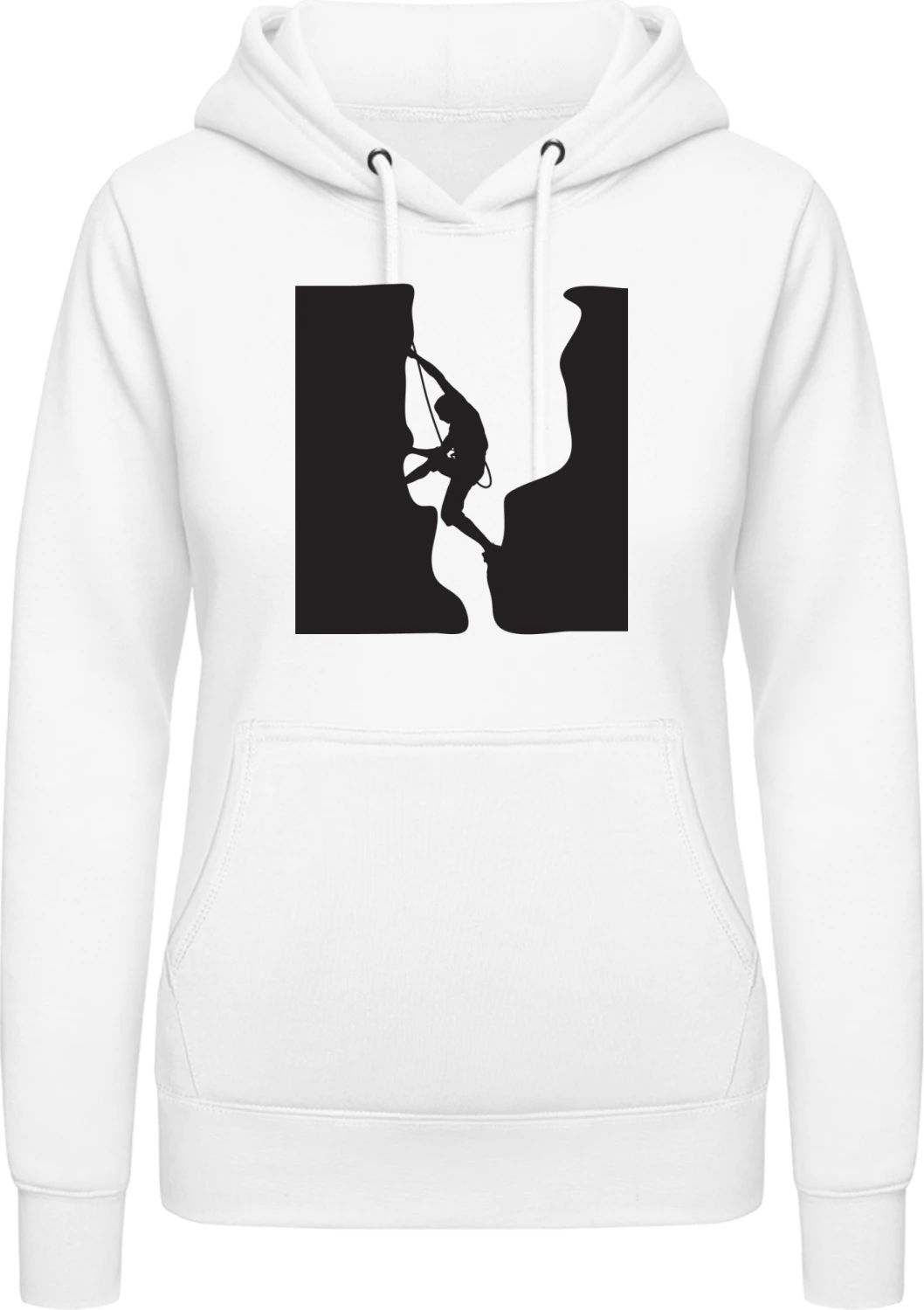 Climbing Mountain Scene - Arctic white AWDis ladies hoodie - Front