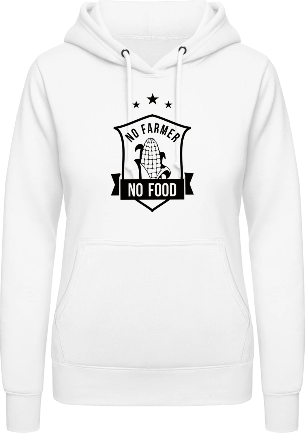 No Farmer No Food - Arctic white AWDis ladies hoodie - Front