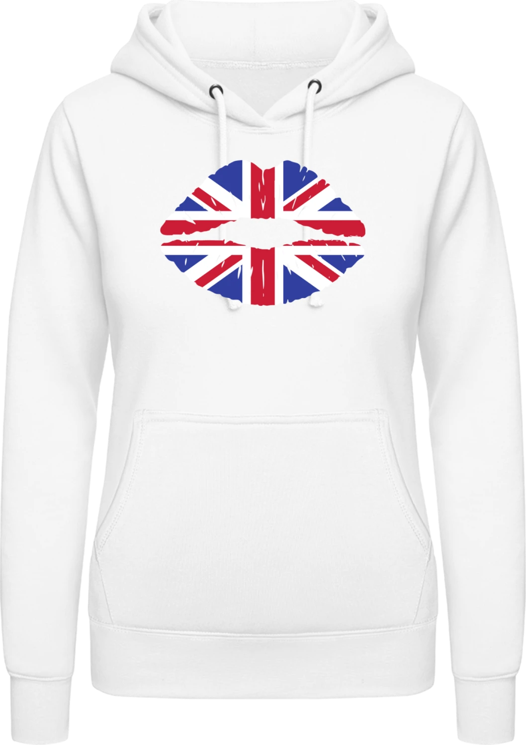 Union Jack Kiss - Arctic white AWDis ladies hoodie - Front