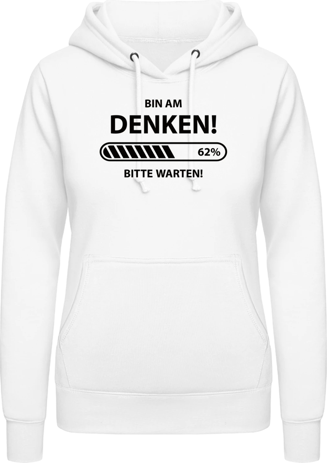 Bin am Denken bitte warten - Arctic white AWDis ladies hoodie - Front