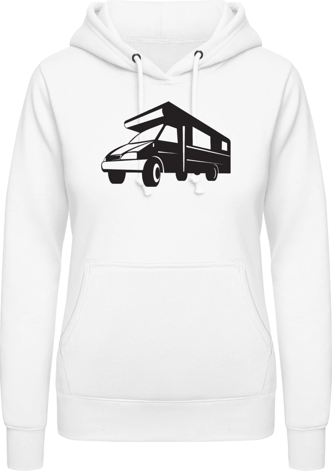 Caravan Icon - Arctic white AWDis ladies hoodie - Front