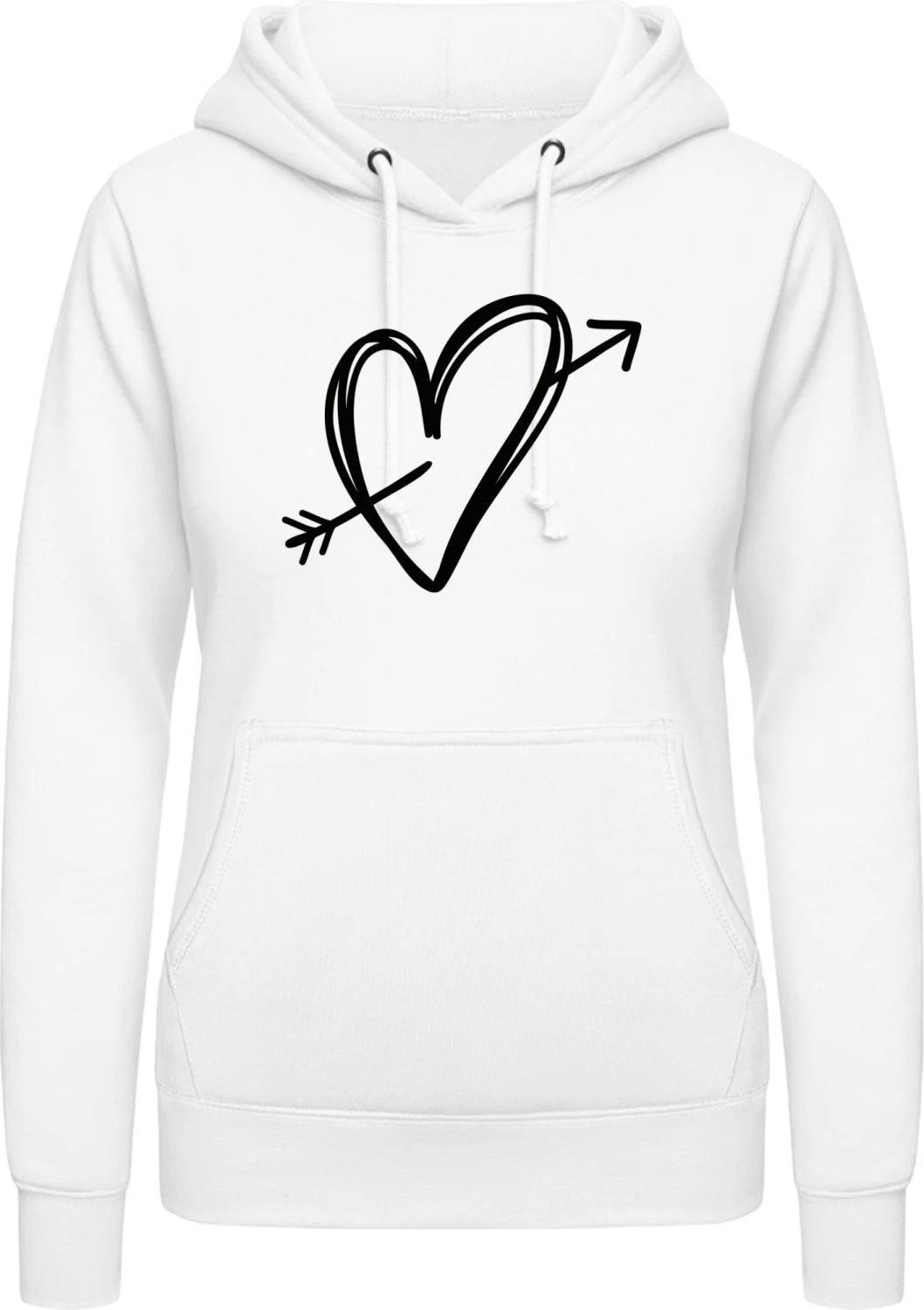 Heart With Arrow - Arctic white AWDis ladies hoodie - Front