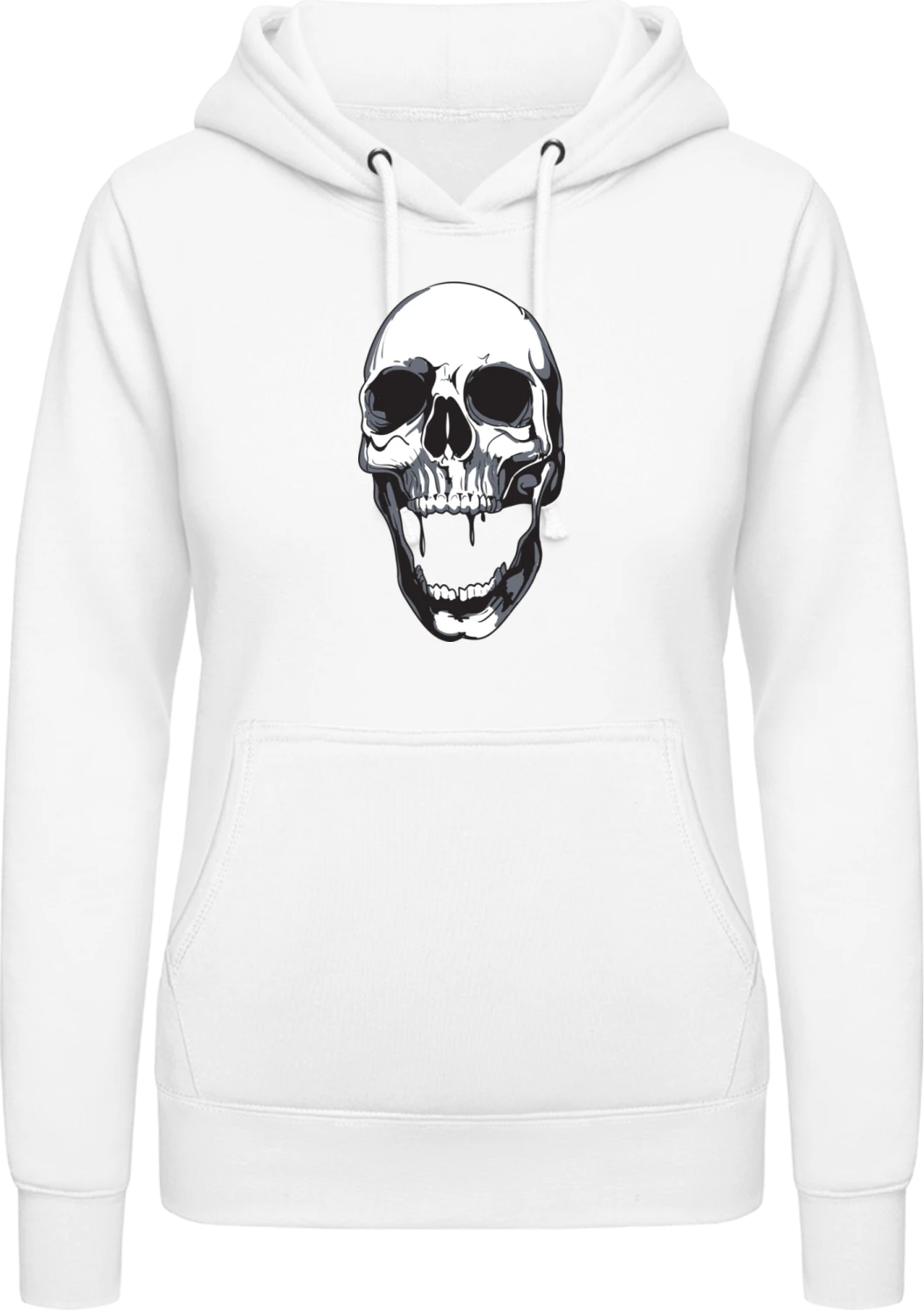 Screaming Skull - Arctic white AWDis ladies hoodie - Front