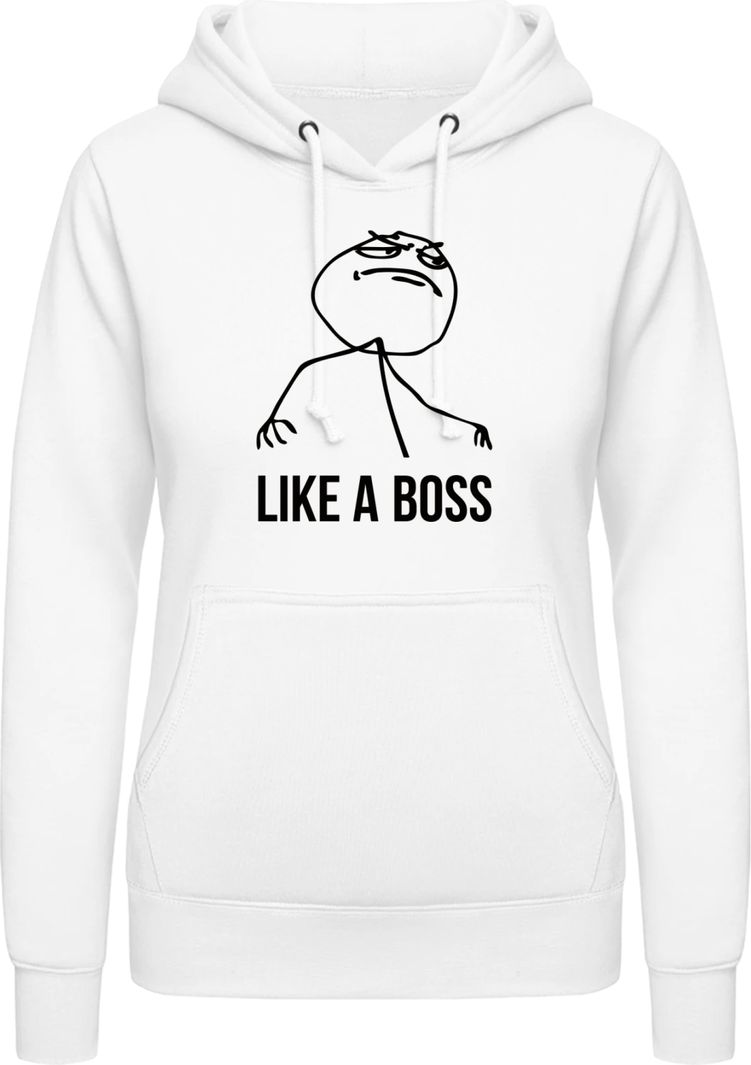 Like A Boss Internet Meme - Arctic white AWDis ladies hoodie - Front