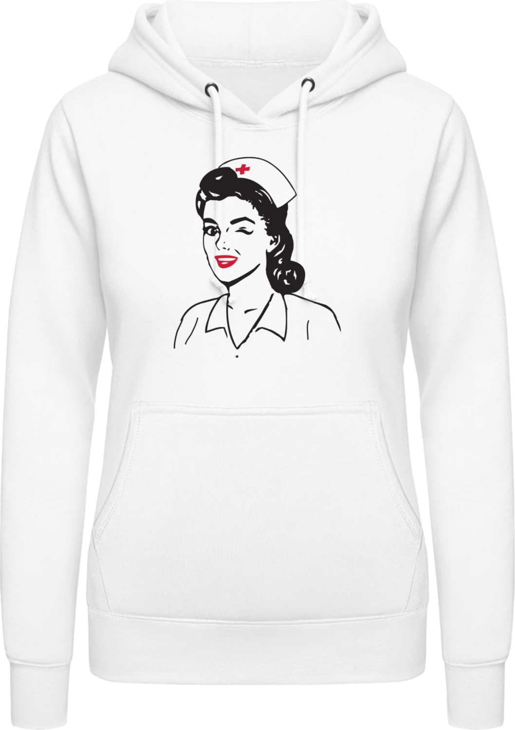 Hot Nurse - Arctic white AWDis ladies hoodie - Front