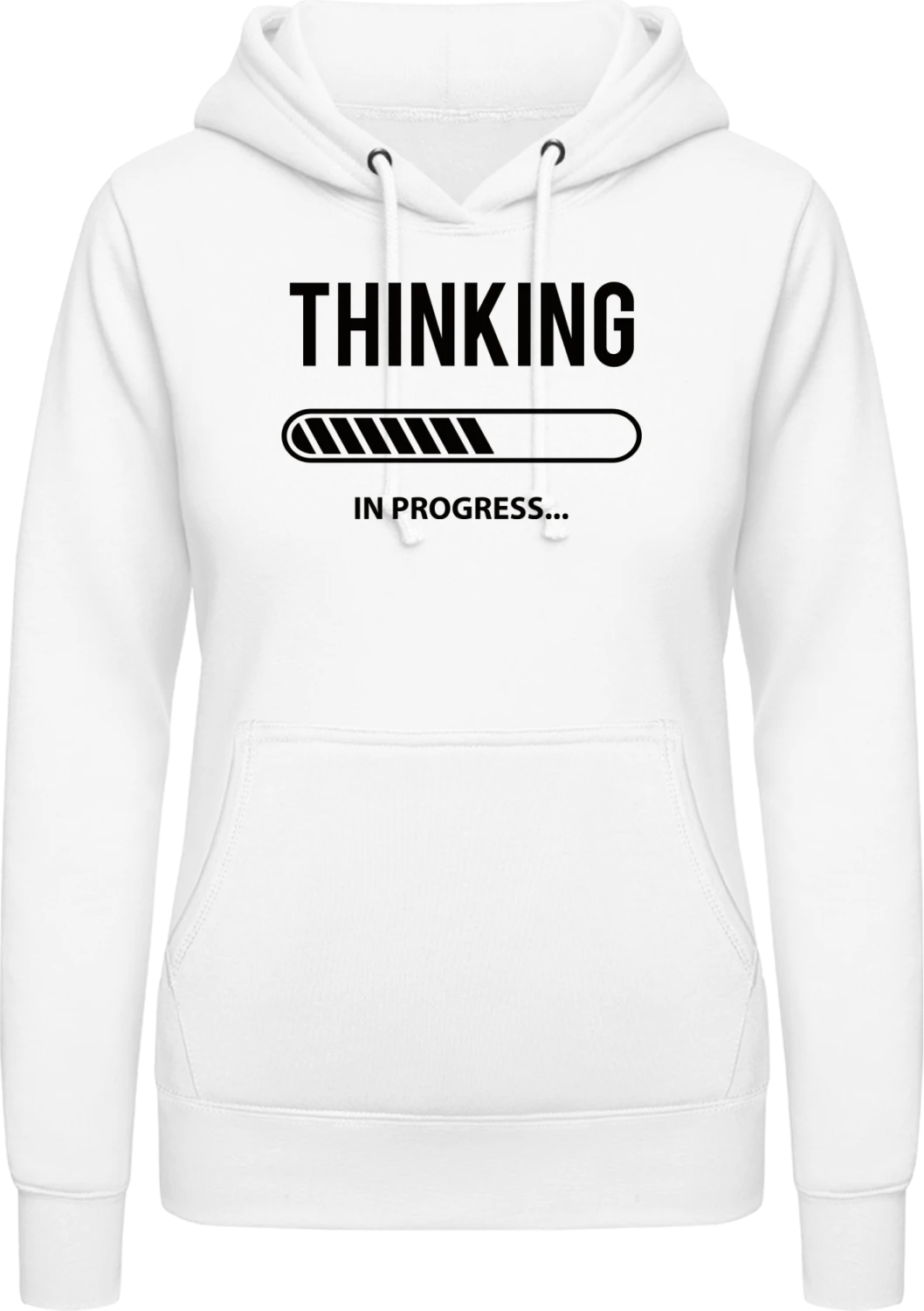 Thinking In Progress - Arctic white AWDis ladies hoodie - Front