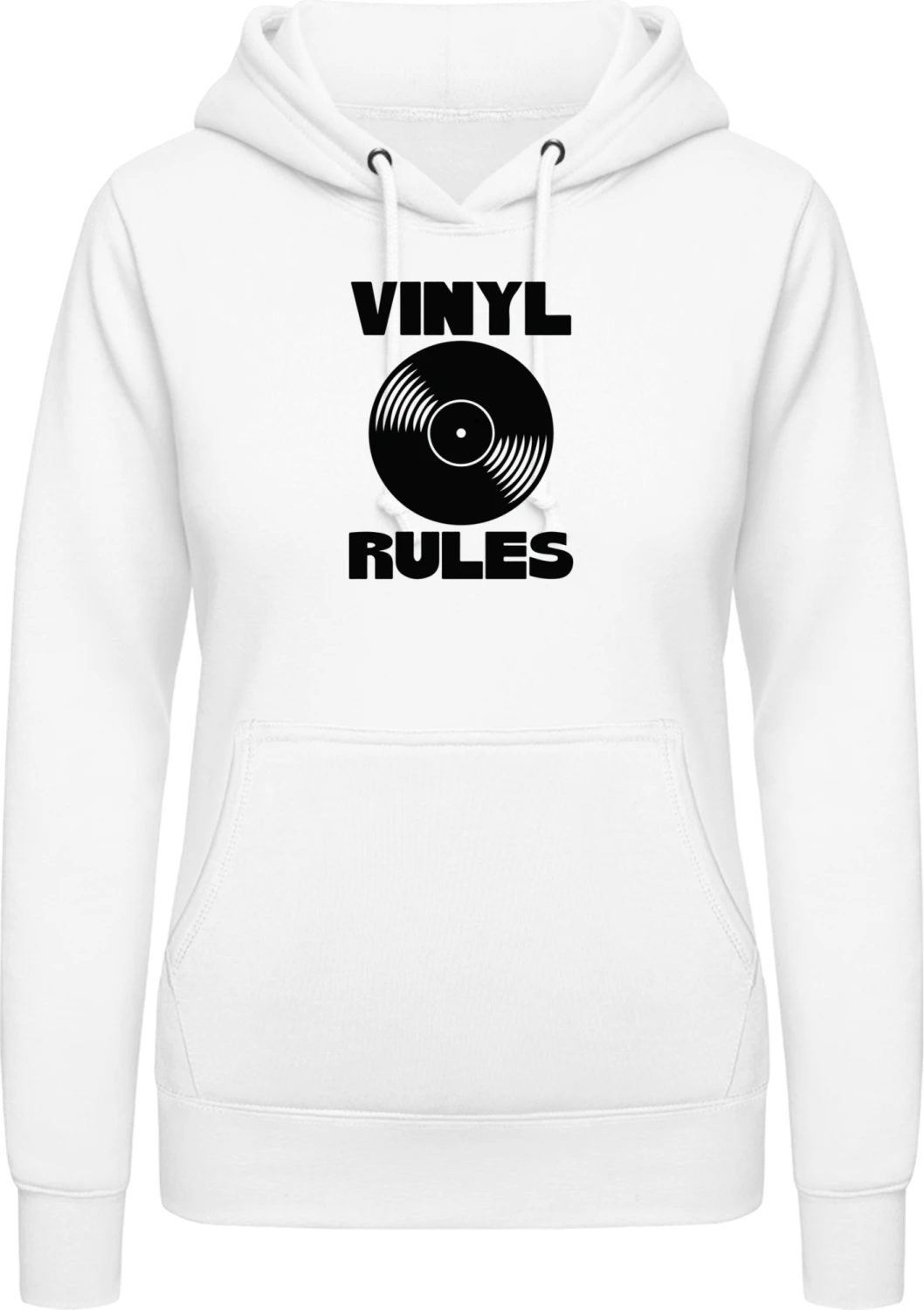 Vinyl Rules - Arctic white AWDis ladies hoodie - Front