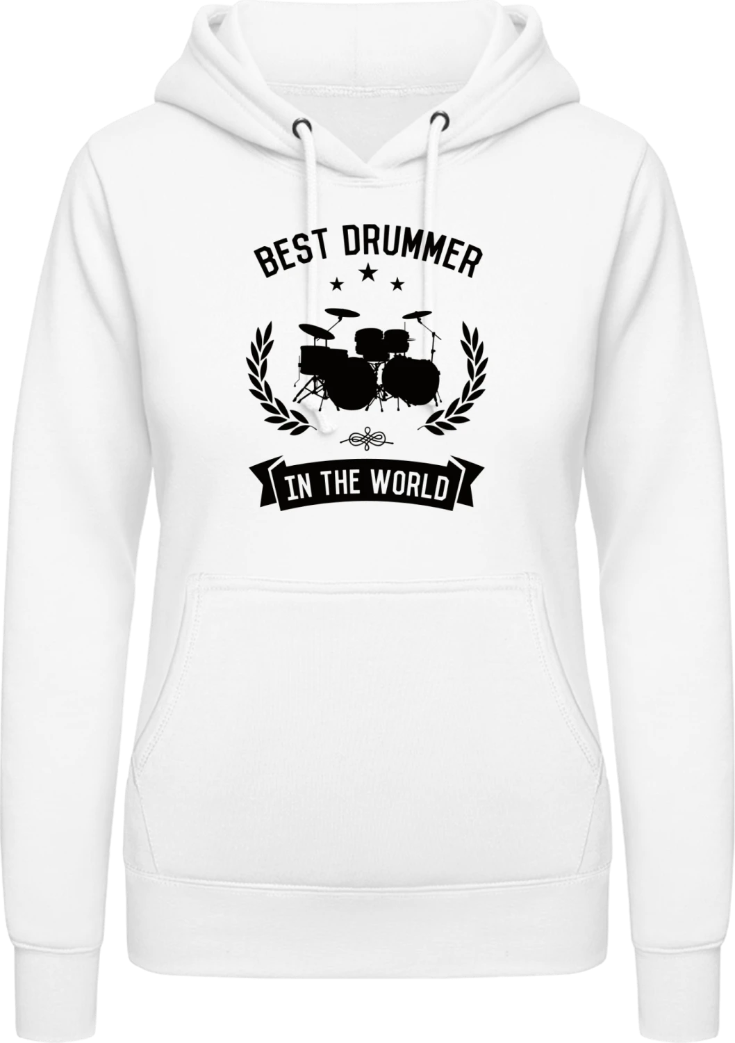 Best Drummer In The World - Arctic white AWDis ladies hoodie - Front