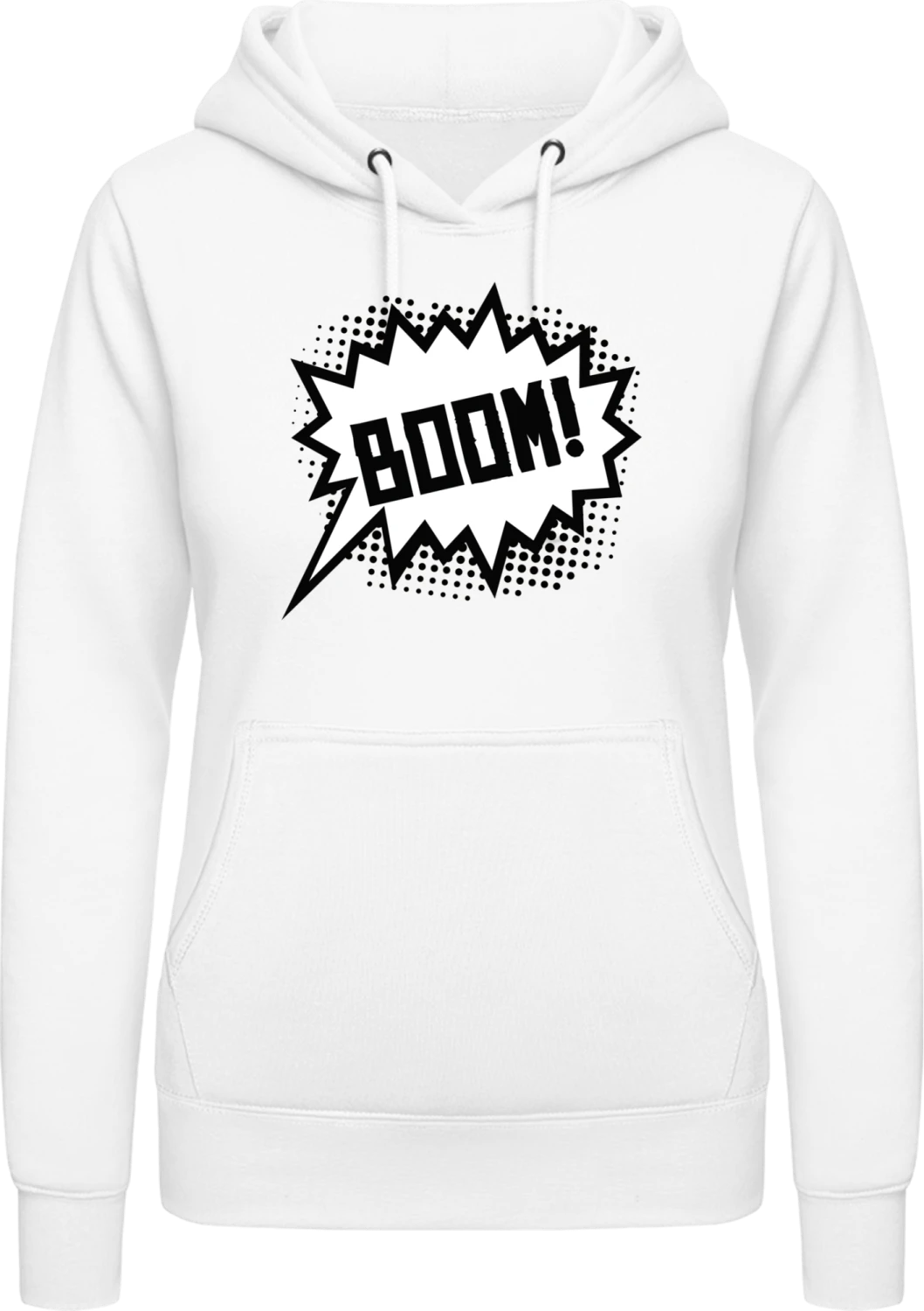 Boom Comic - Arctic white AWDis ladies hoodie - Front