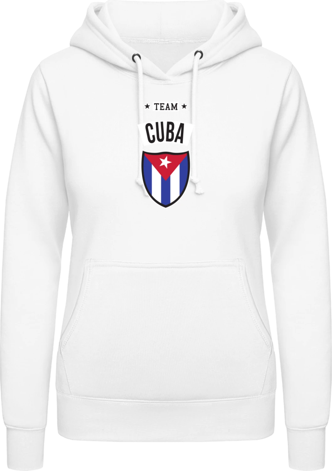 Team Cuba - Arctic white AWDis ladies hoodie - Front