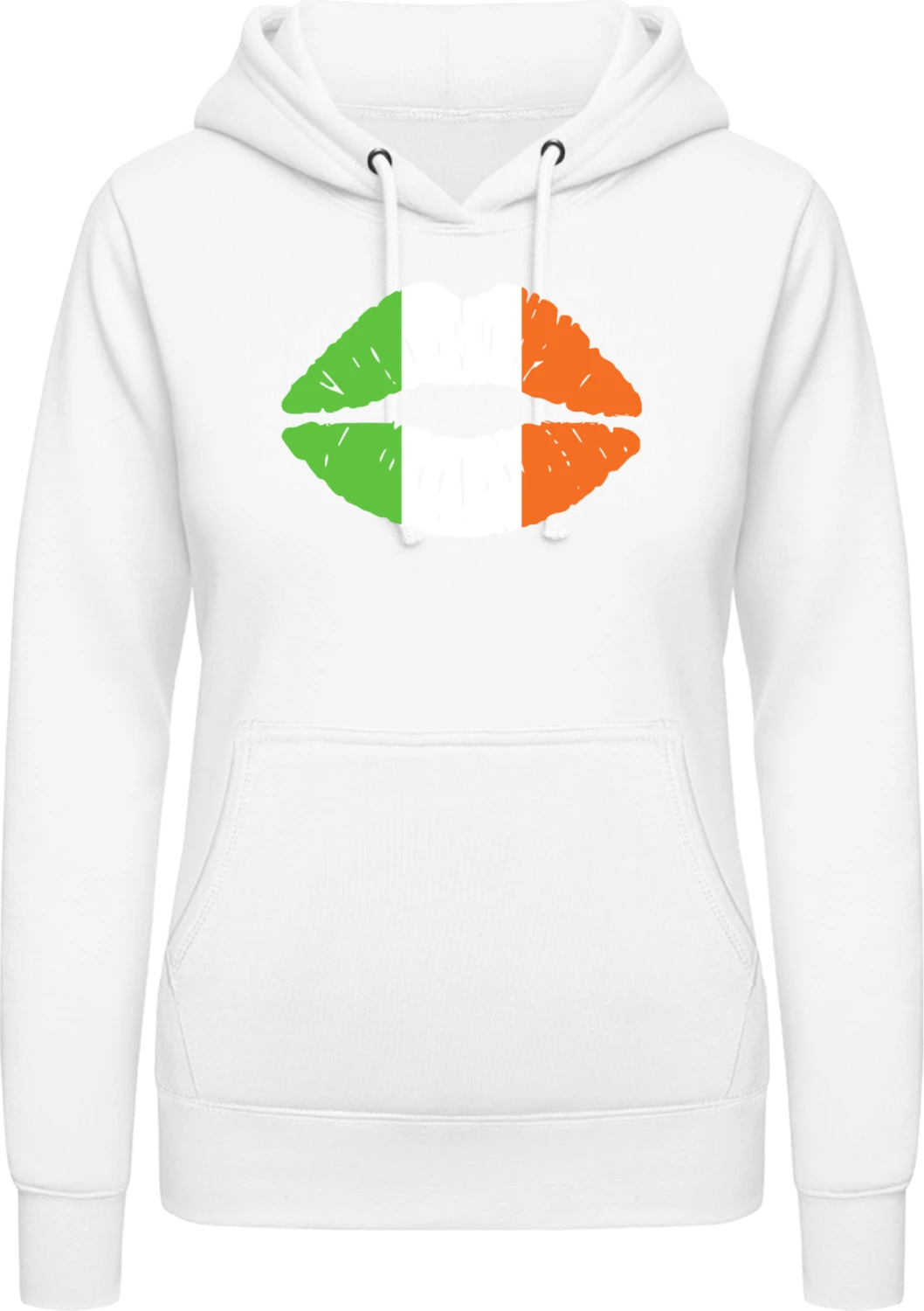 Irish Kiss Lips - Arctic white AWDis ladies hoodie - Front