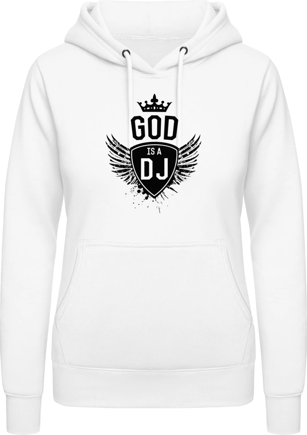 God is a DJ Winged - Arctic white AWDis ladies hoodie - Front