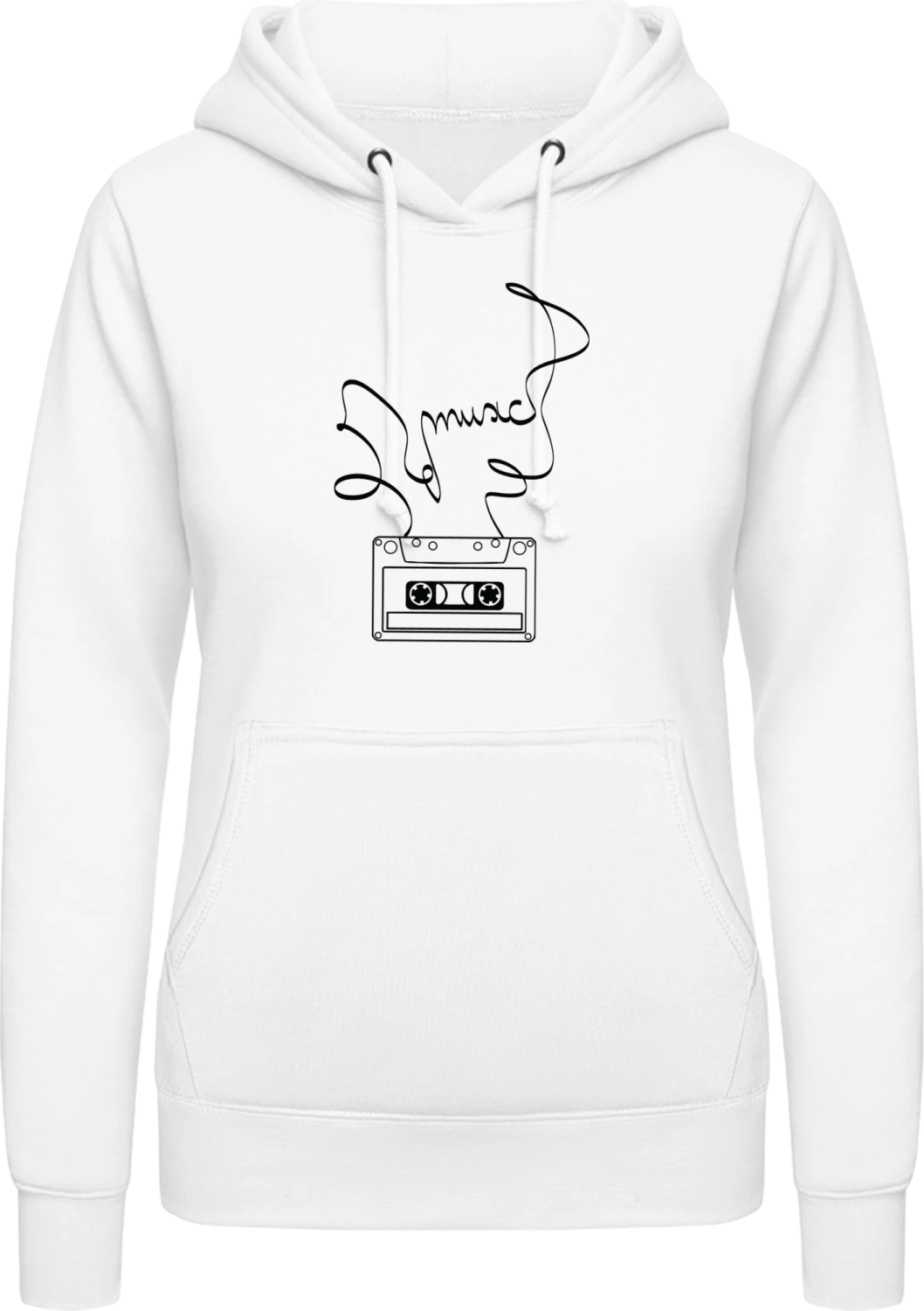 Music Tape - Arctic white AWDis ladies hoodie - Front