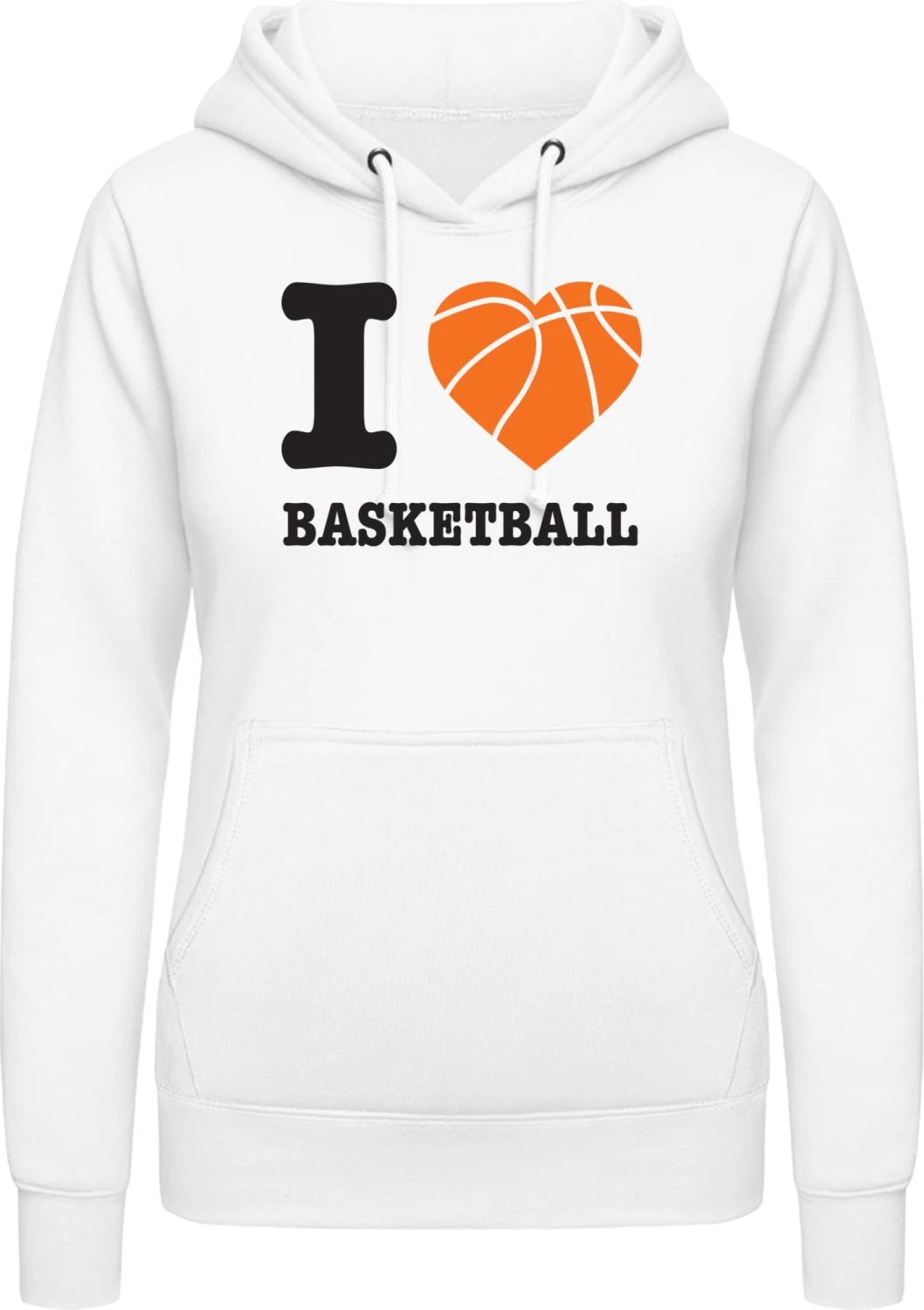 I Heart Basketball - Arctic white AWDis ladies hoodie - Front