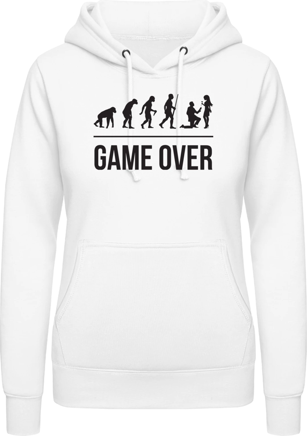 Game Over Evolution Wedding - Arctic white AWDis ladies hoodie - Front