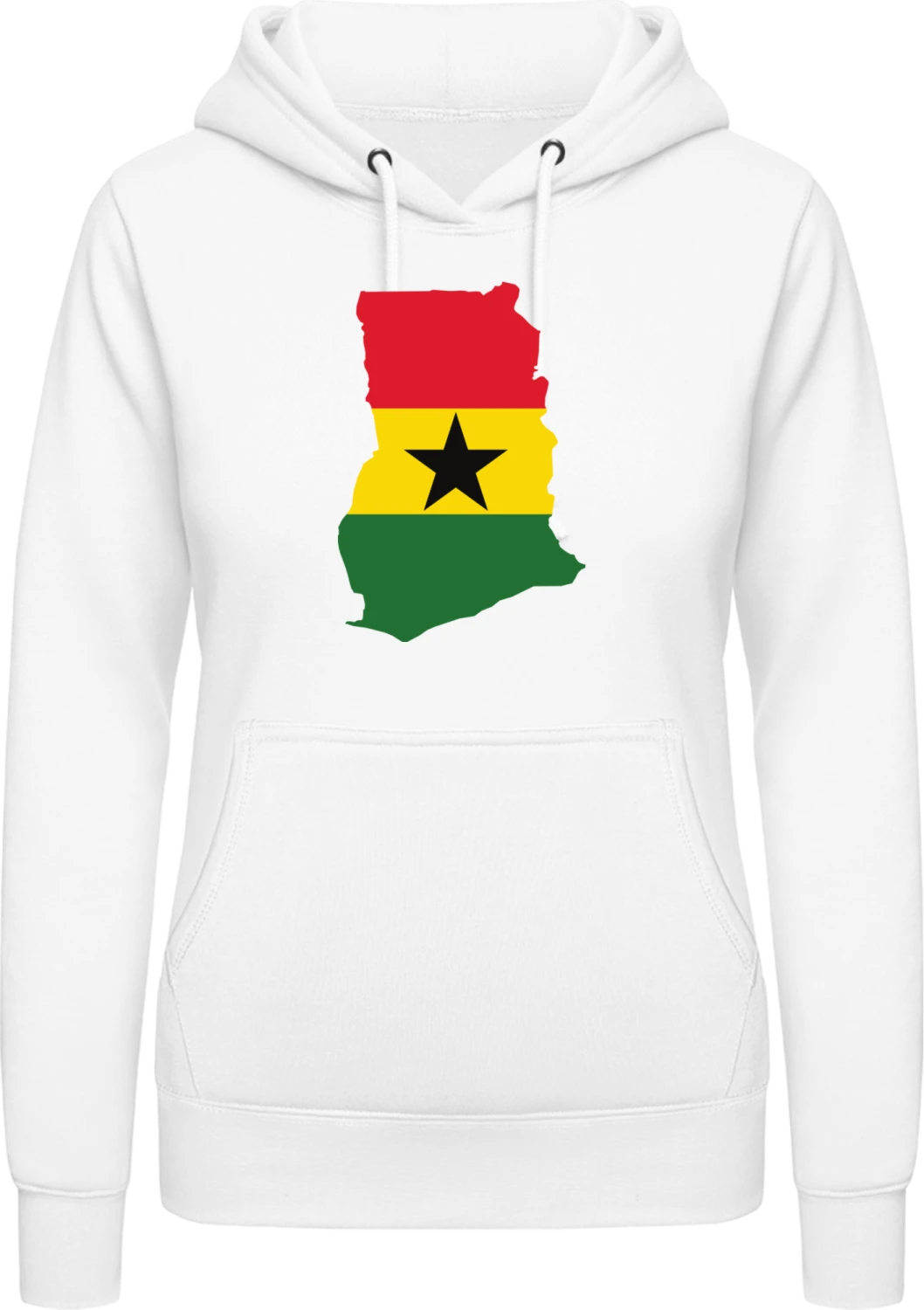 Ghana Map - Arctic white AWDis ladies hoodie - Front