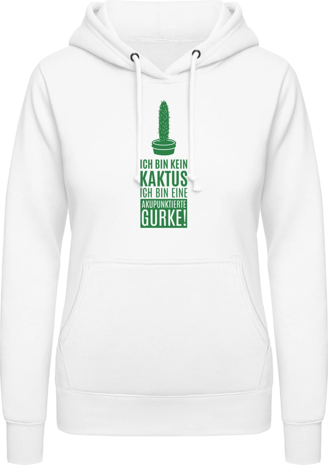 Akupunktierte Gurke Kein Kaktus - Arctic white AWDis ladies hoodie - Front