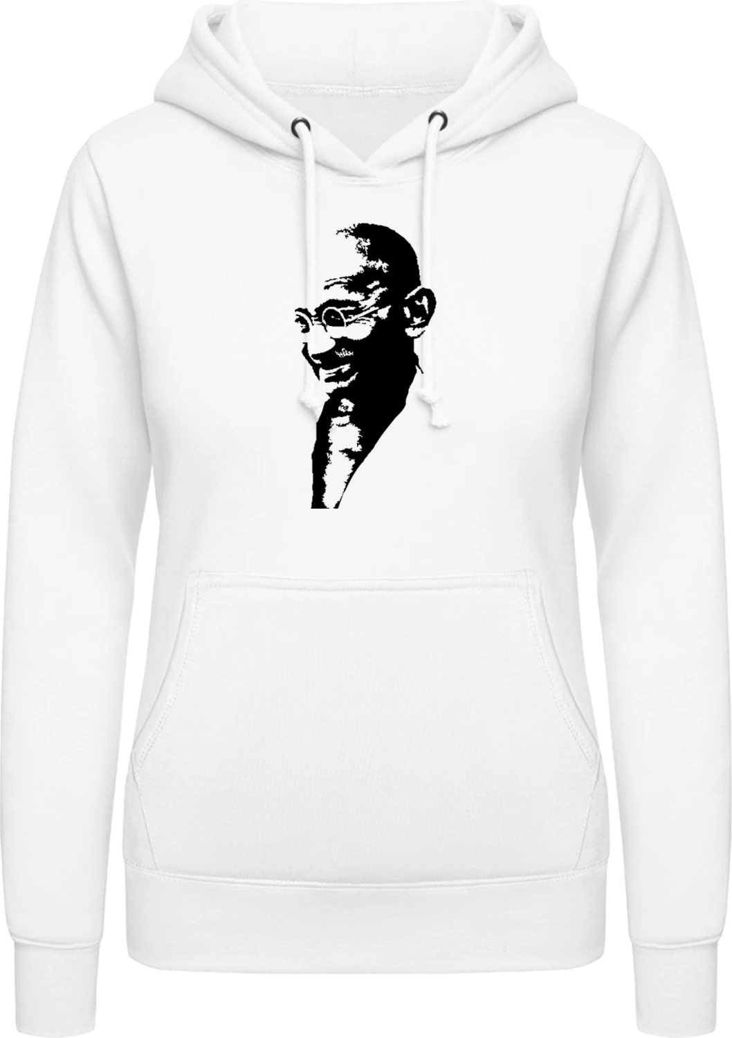 Gandhi - Arctic white AWDis ladies hoodie - Front