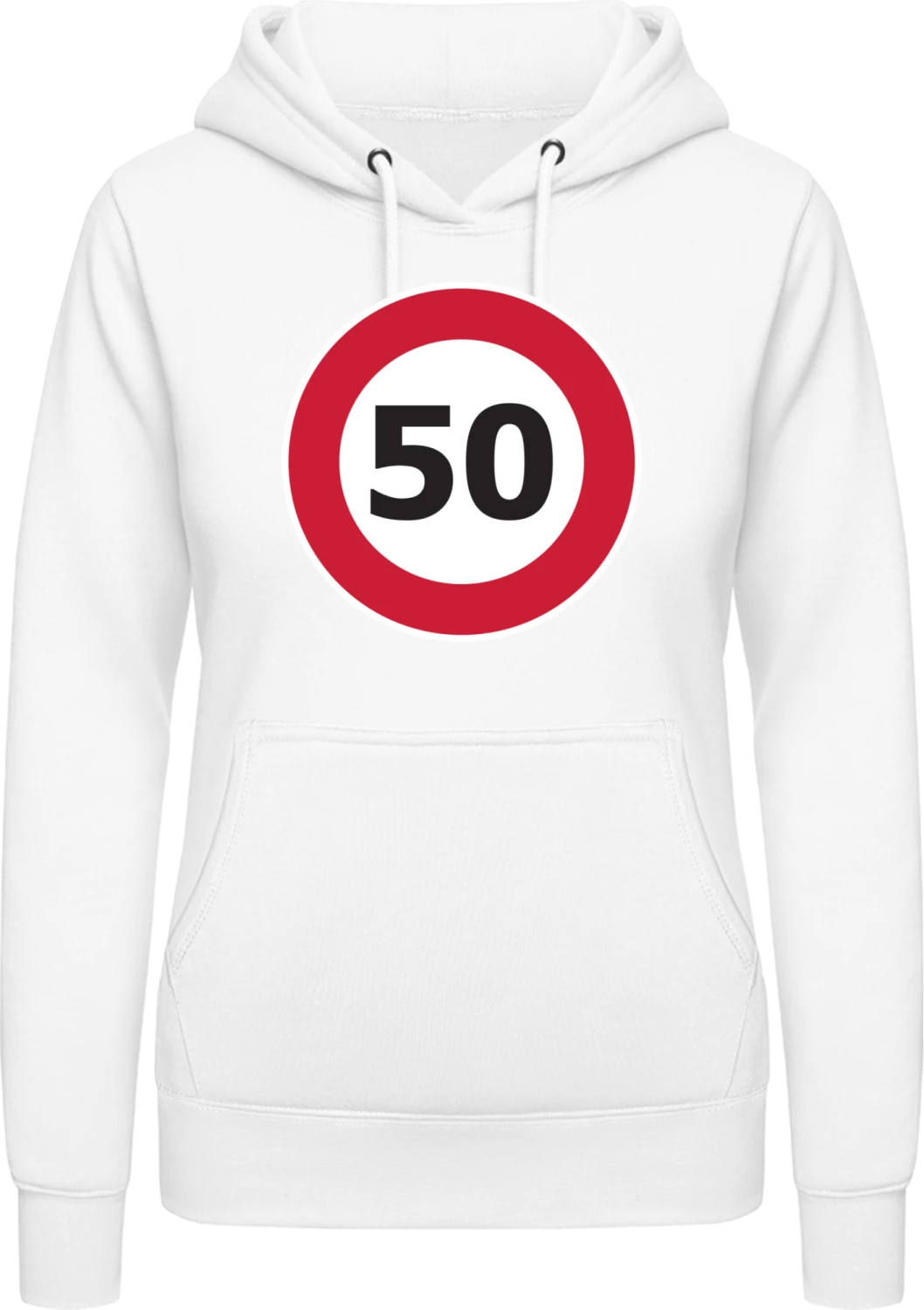 50 Speed Limit - Arctic white AWDis ladies hoodie - Front