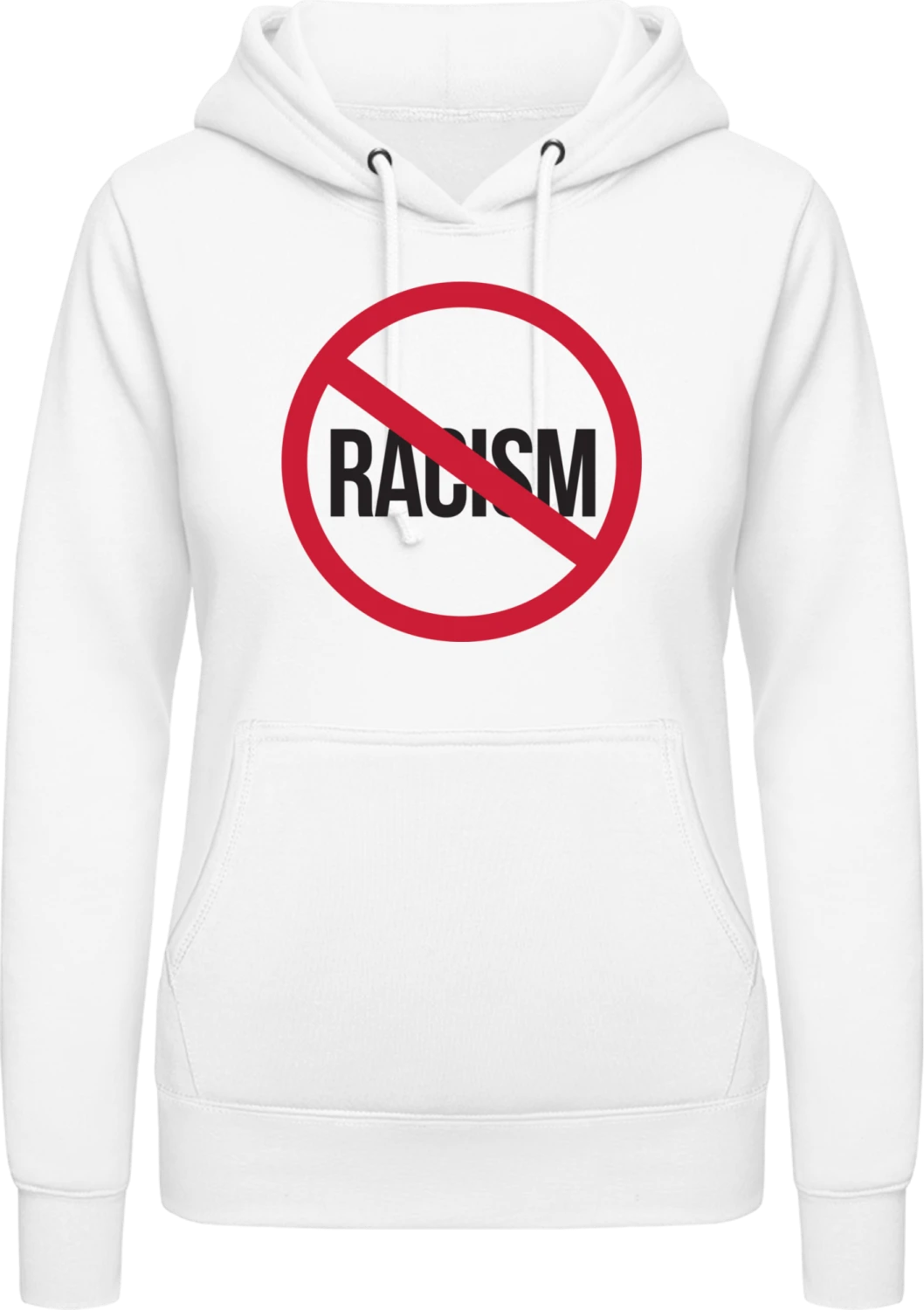 No Racism - Arctic white AWDis ladies hoodie - Front