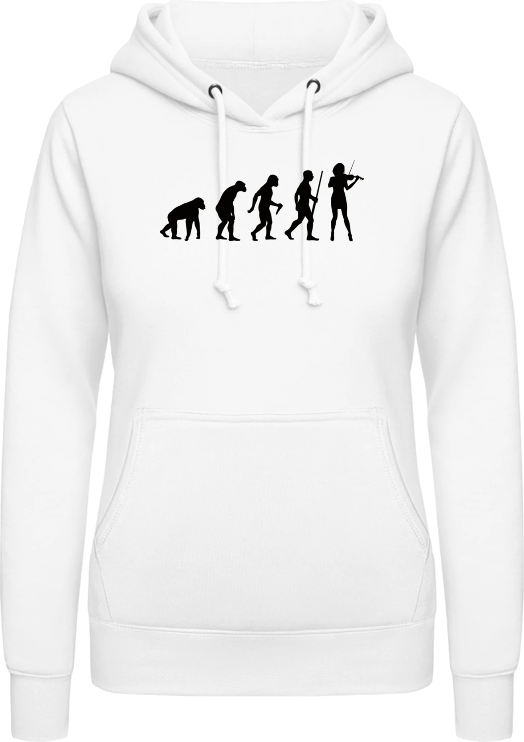 Female Violin Player Evolution - Arctic white AWDis ladies hoodie - Front