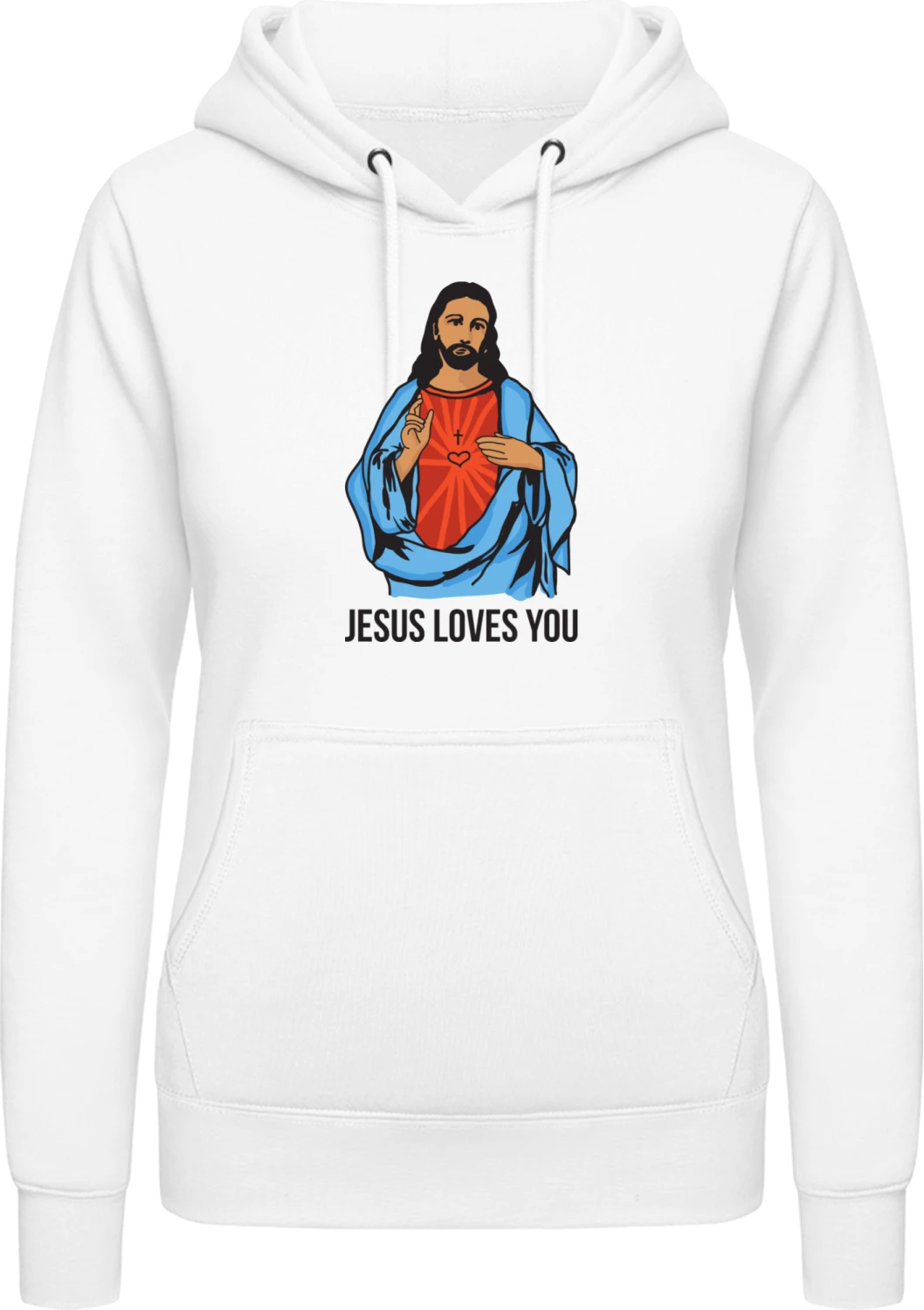 Jesus Loves You - Arctic white AWDis ladies hoodie - Front