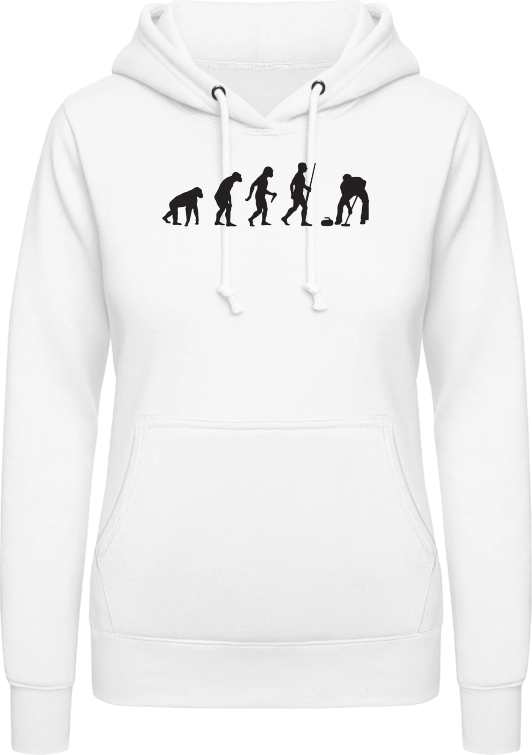 Curling Evolution - Arctic white AWDis ladies hoodie - Front