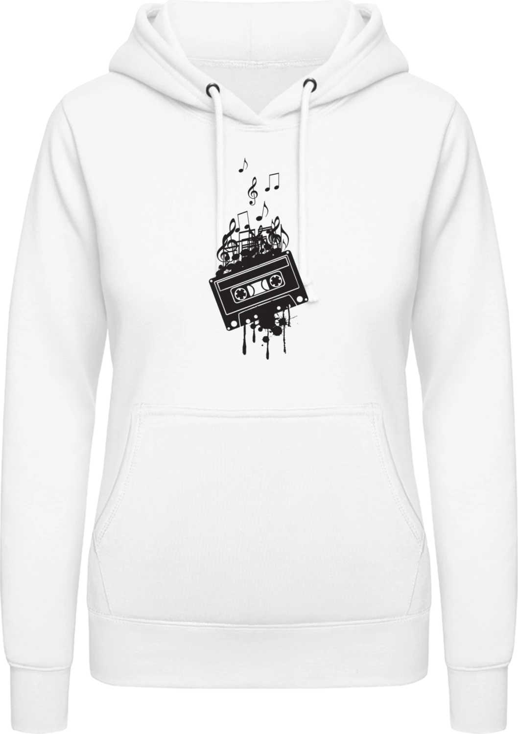 Music Cassette And Music Notes - Arctic white AWDis ladies hoodie - Front