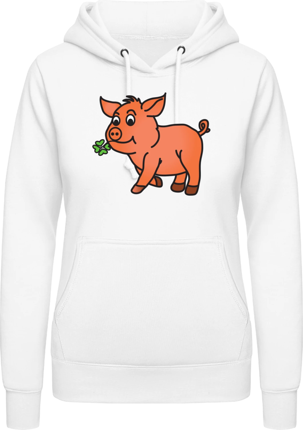 Lucky Pig - Arctic white AWDis ladies hoodie - Front