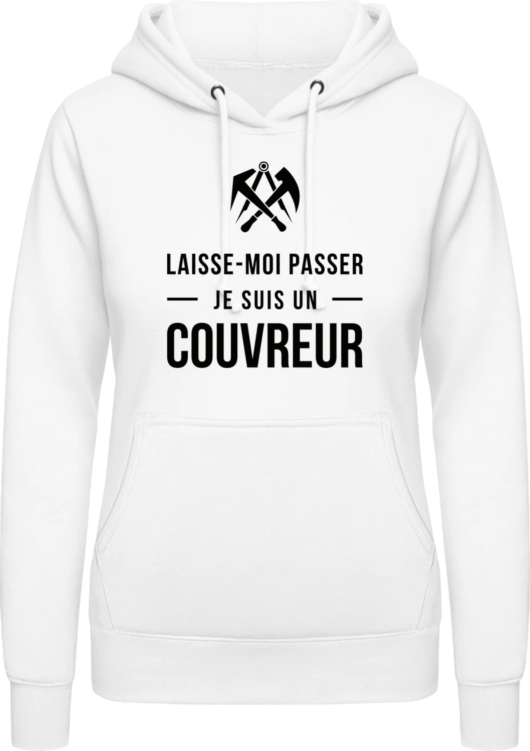 Laisse-moi passer je suis un couvreur - Arctic white AWDis ladies hoodie - Front