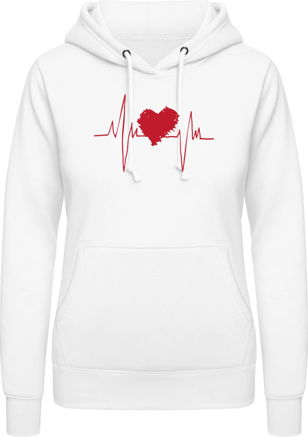 Heartbeat Logo - Arctic white AWDis ladies hoodie - Front