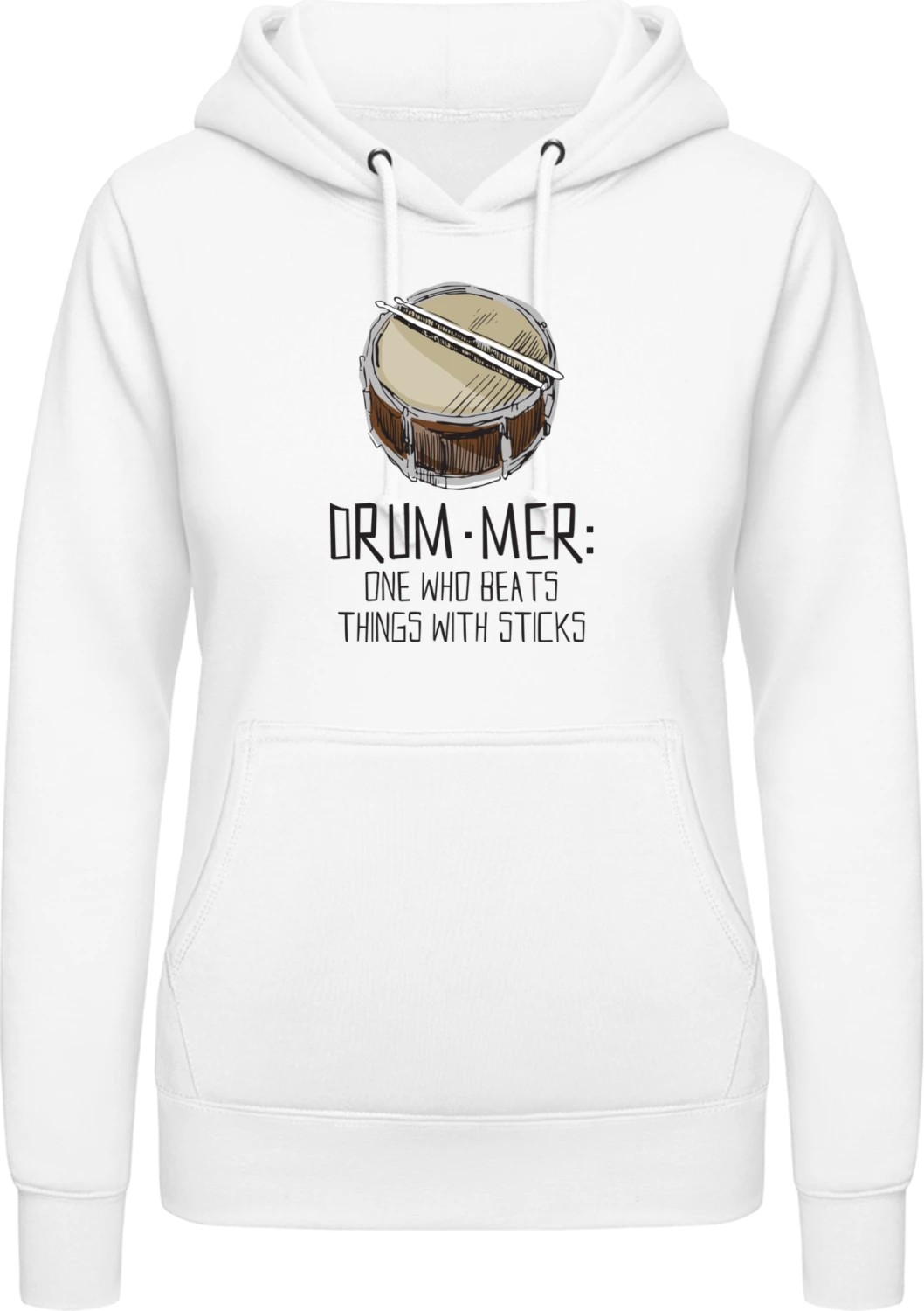 Drummer Beats Things With Sticks - Arctic white AWDis ladies hoodie - Front