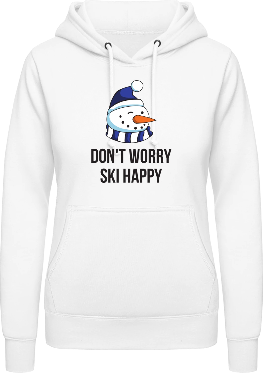 Don't Worry Ski Happy - Arctic white AWDis ladies hoodie - Front