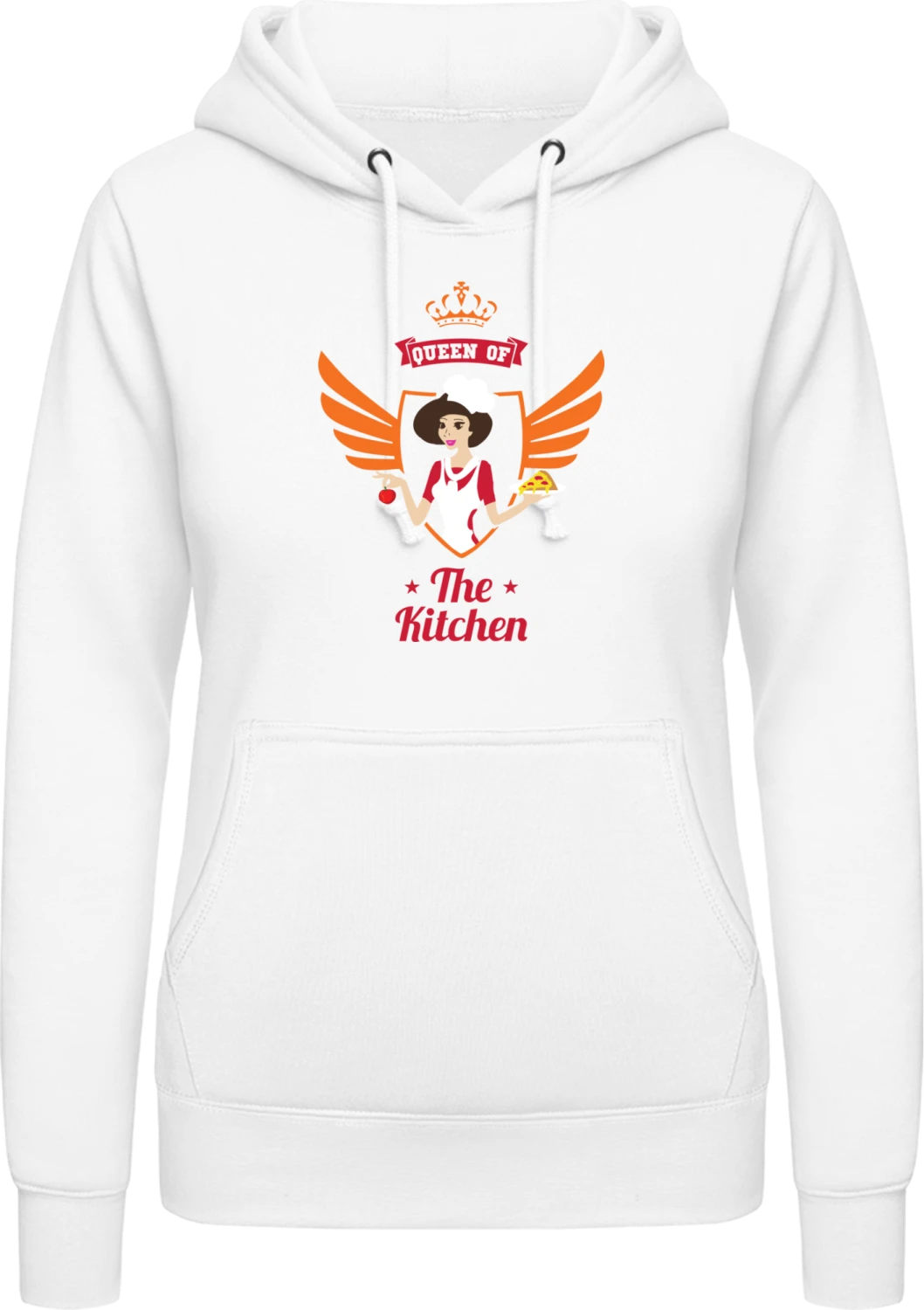 Queen of the Kitchen - Arctic white AWDis ladies hoodie - Front