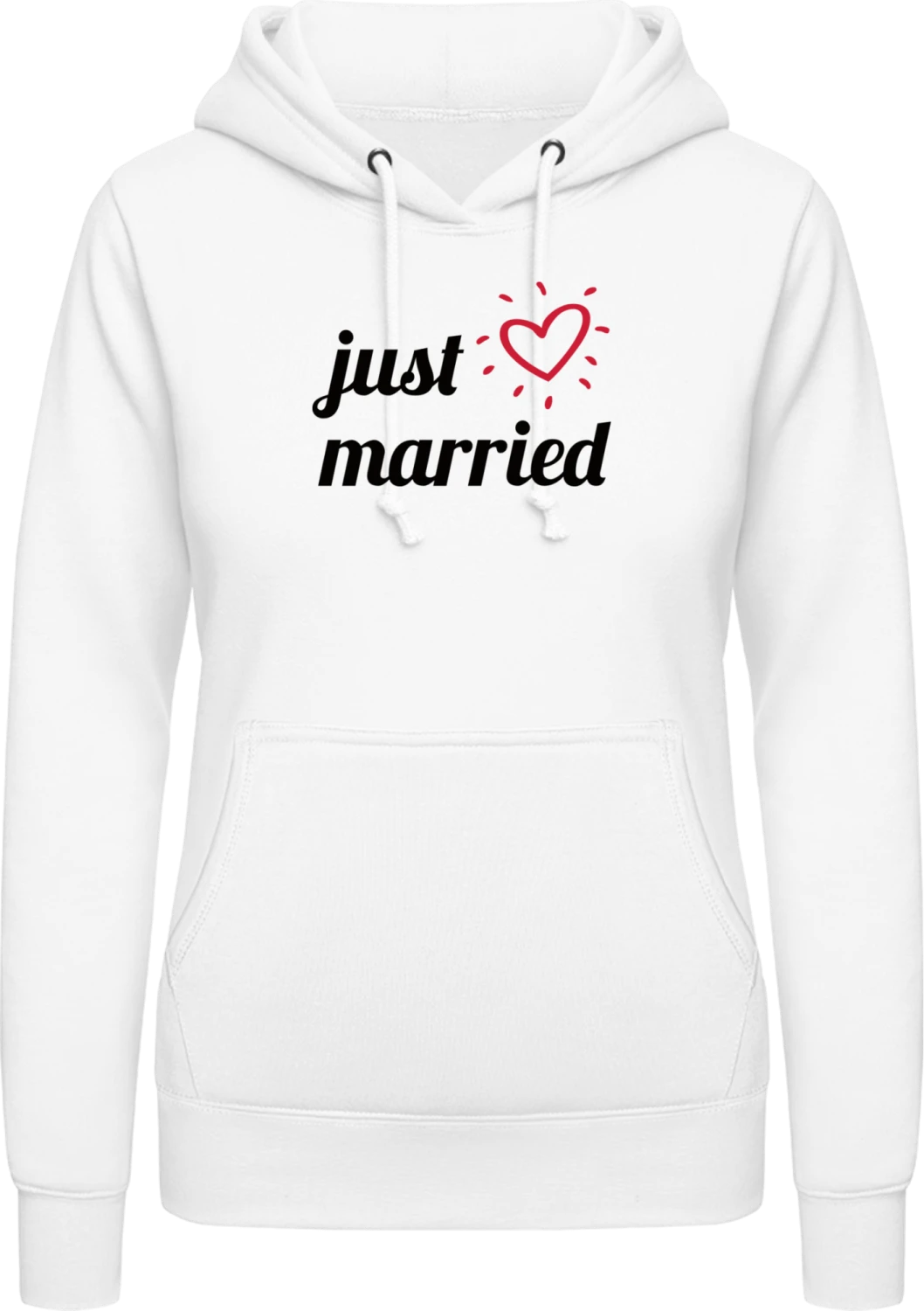 Just Married Heart - Arctic white AWDis ladies hoodie - Front