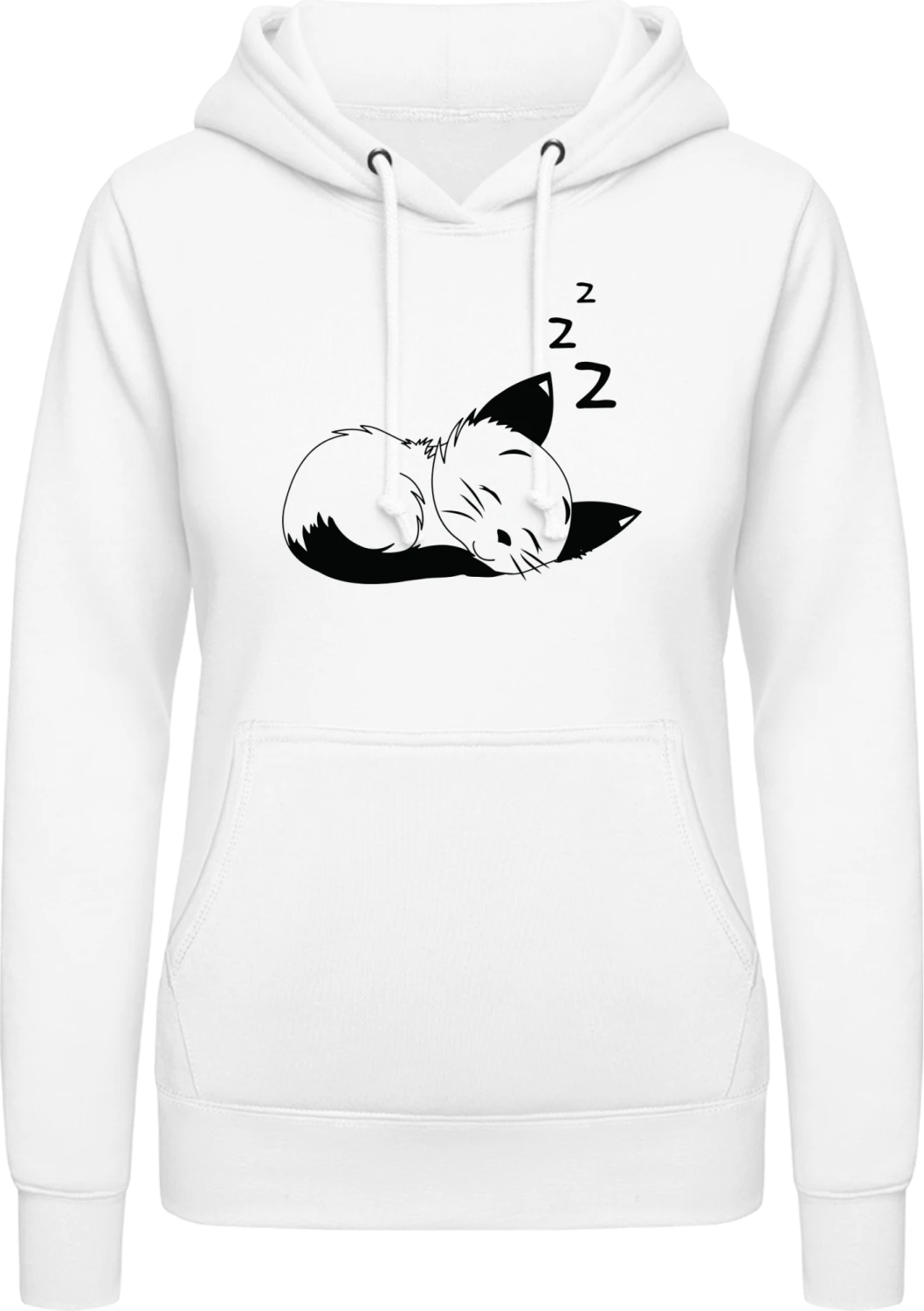 Sleeping Cat - Arctic white AWDis ladies hoodie - Front