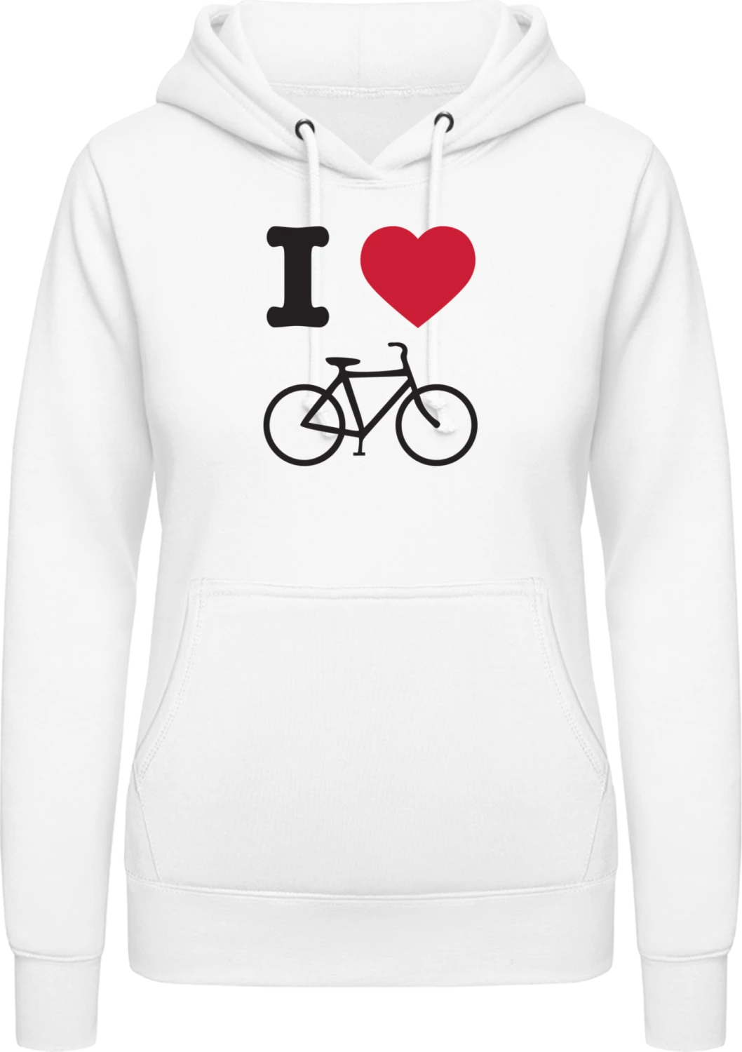 I Love Bicycle - Arctic white AWDis ladies hoodie - Front