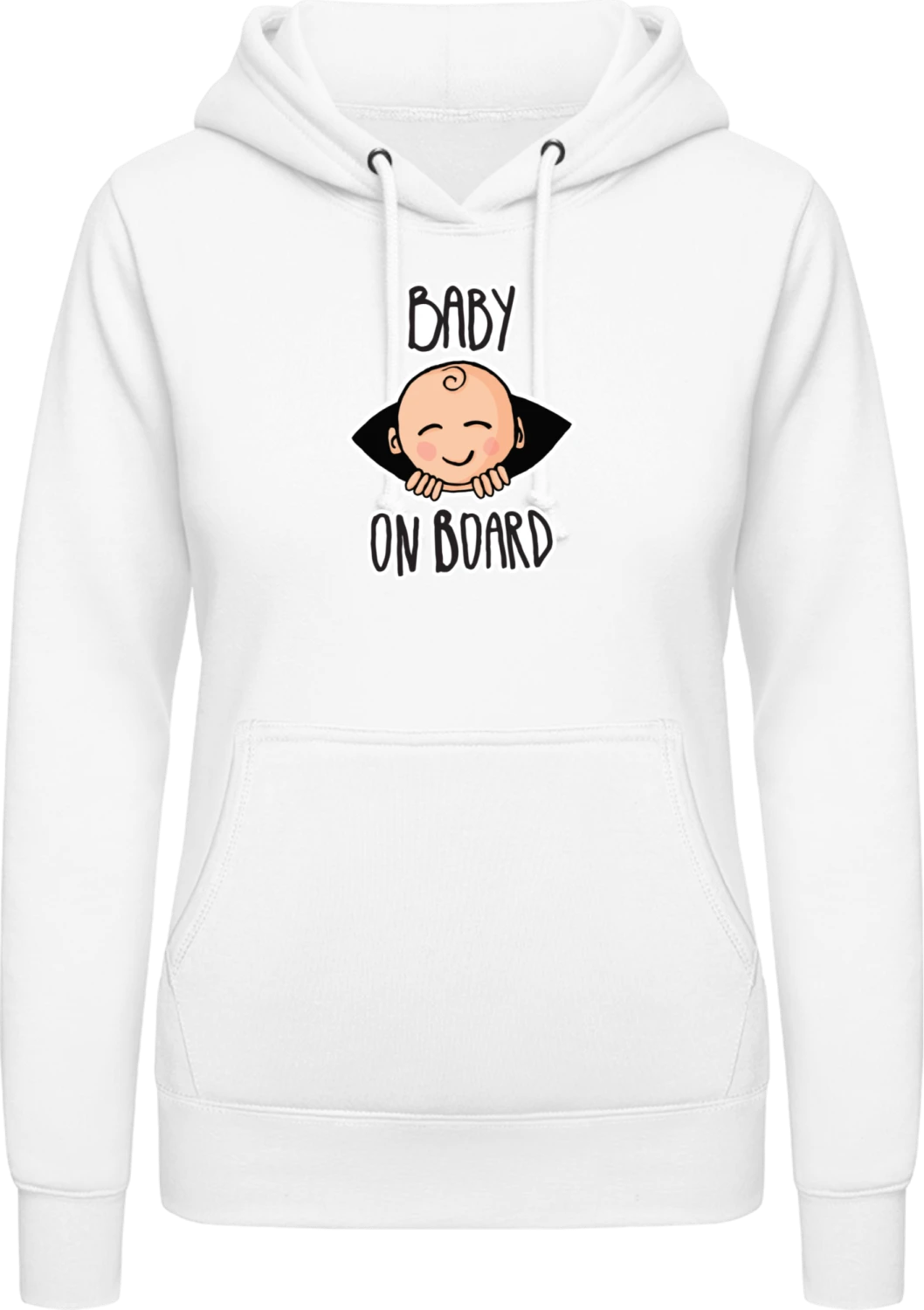 Baby On Board Comic - Arctic white AWDis ladies hoodie - Front