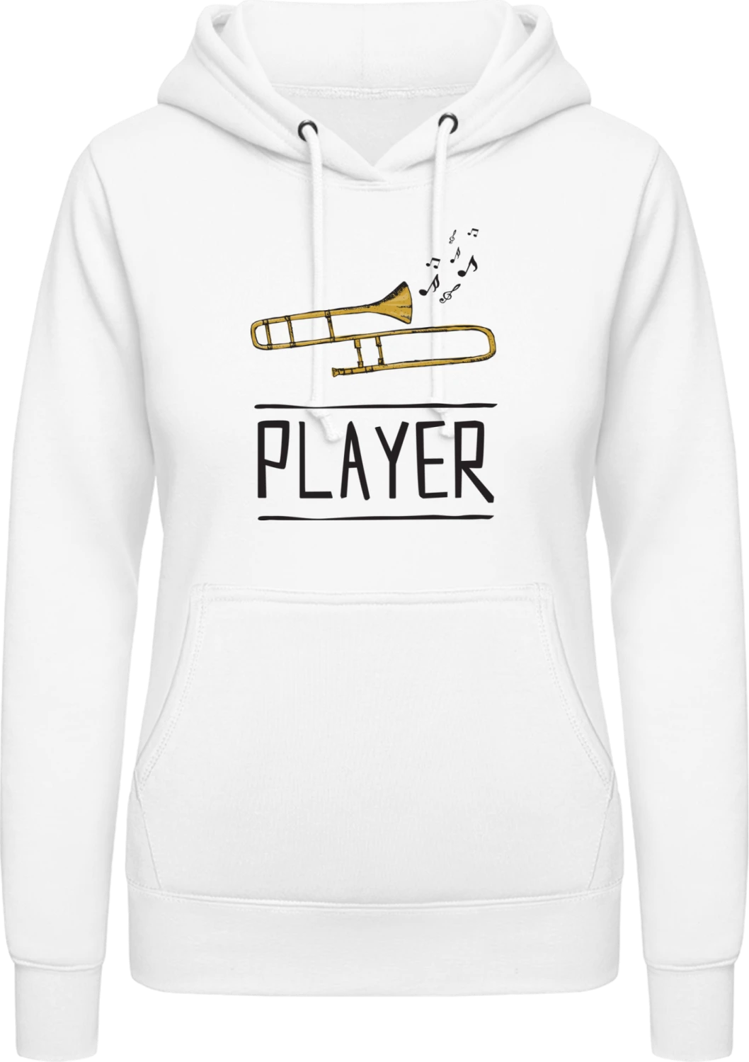 Trombone Player - Arctic white AWDis ladies hoodie - Front