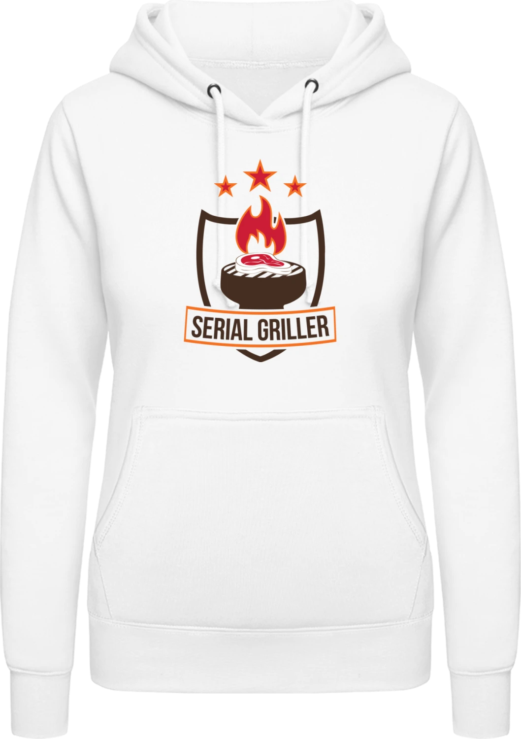 Serial Griller Flame - Arctic white AWDis ladies hoodie - Front