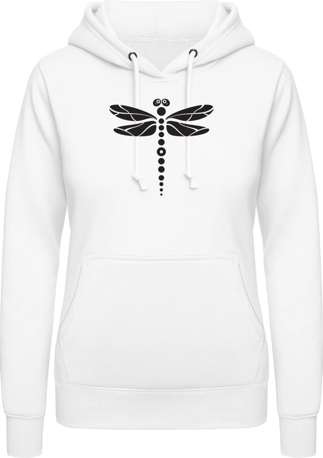 Dragonfly Illustration - Arctic white AWDis ladies hoodie - Front