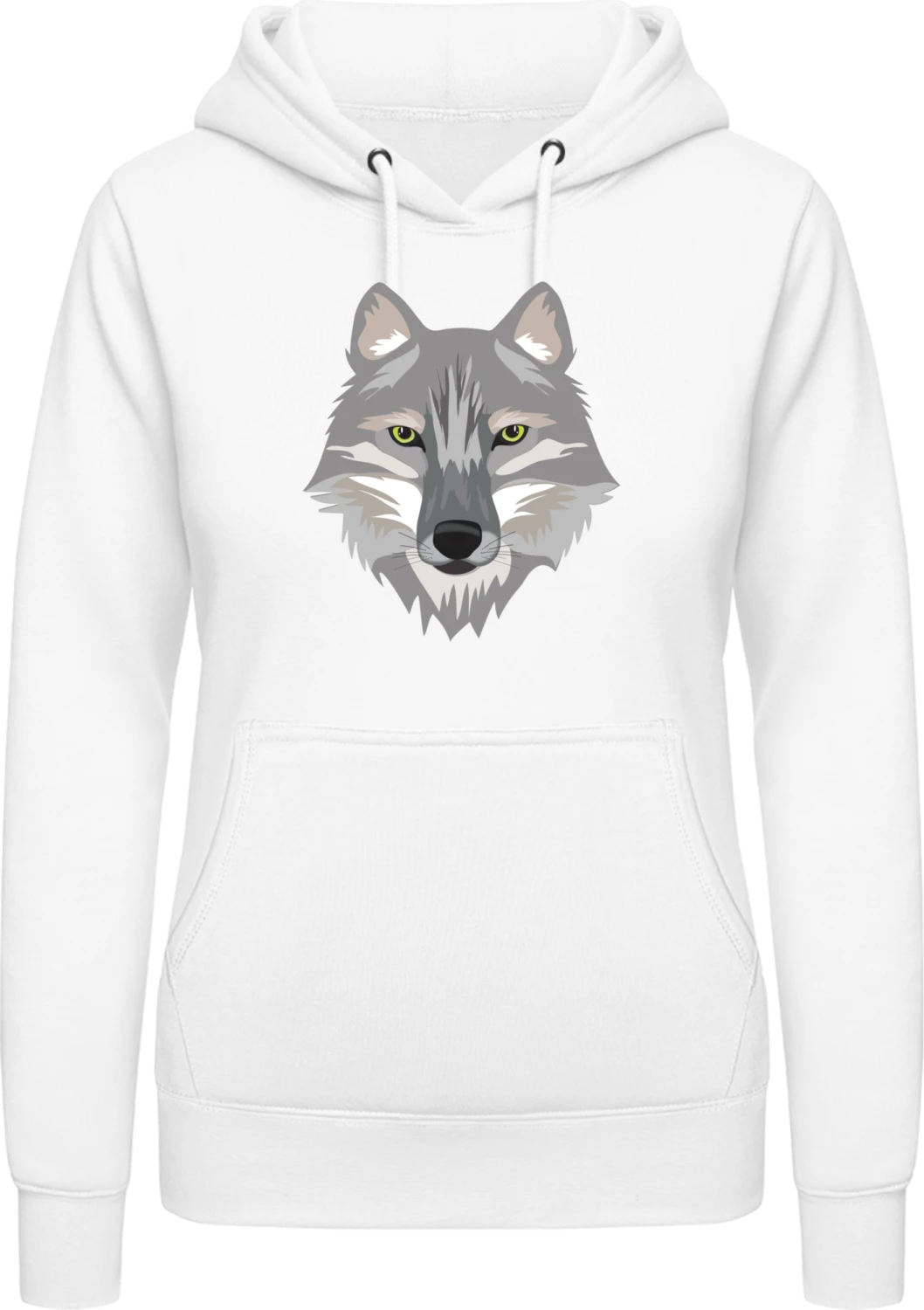 Wolf Face - Arctic white AWDis ladies hoodie - Front