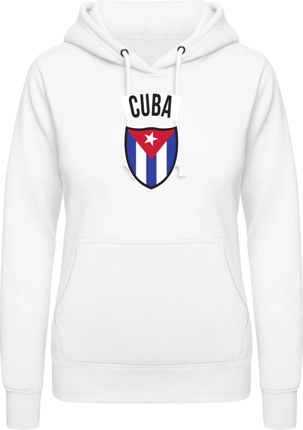 Cuba Shield - Arctic white AWDis ladies hoodie - Front