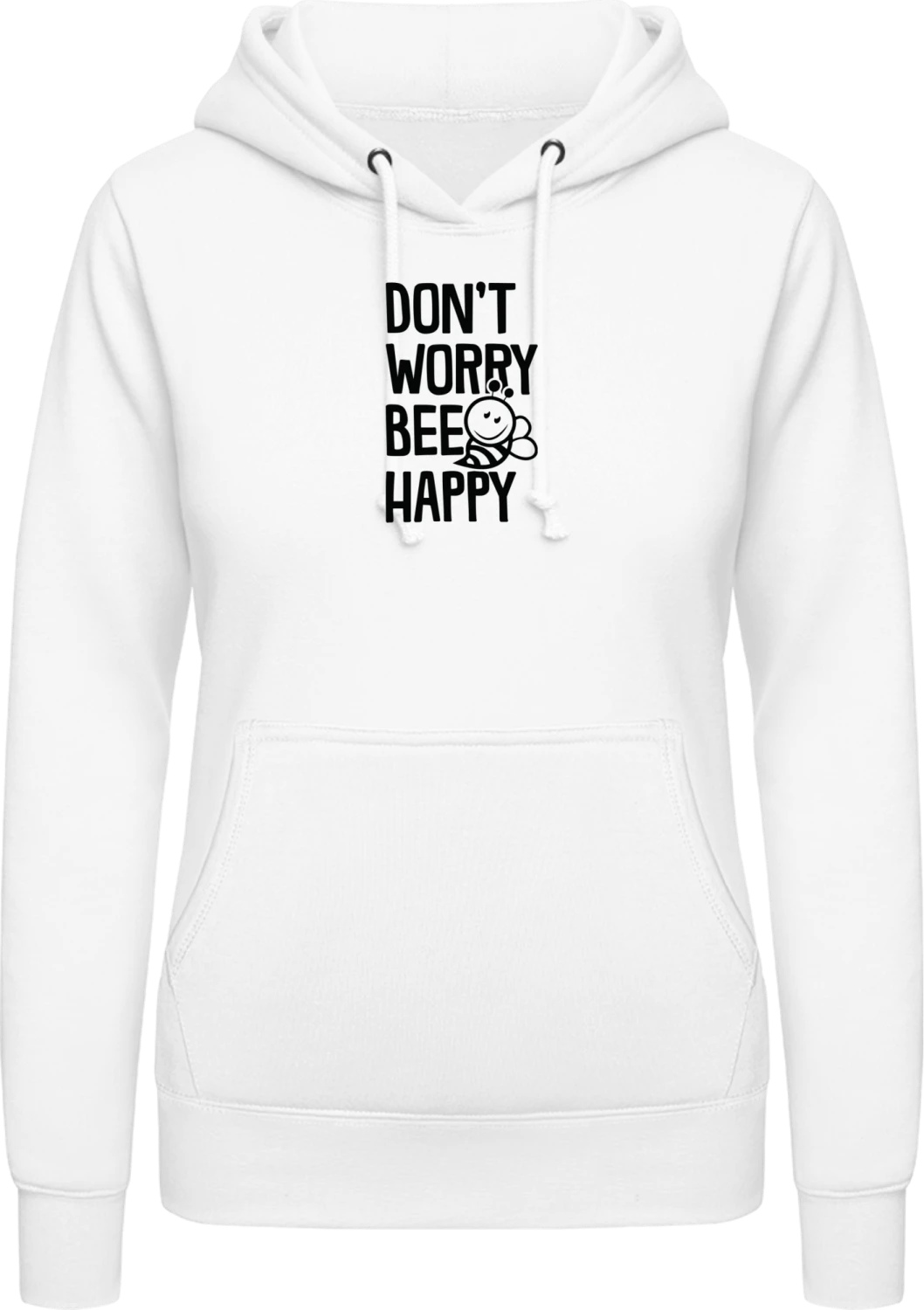 Don´t Worry Bee Happy - Arctic white AWDis ladies hoodie - Front