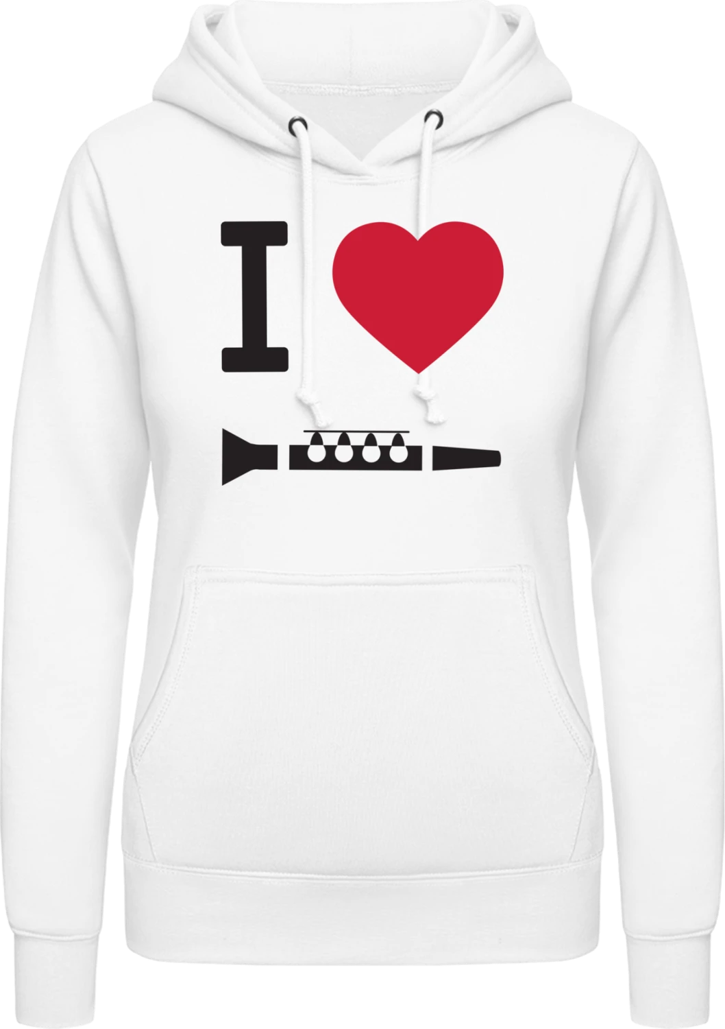 I Heart Clarinet - Arctic white AWDis ladies hoodie - Front